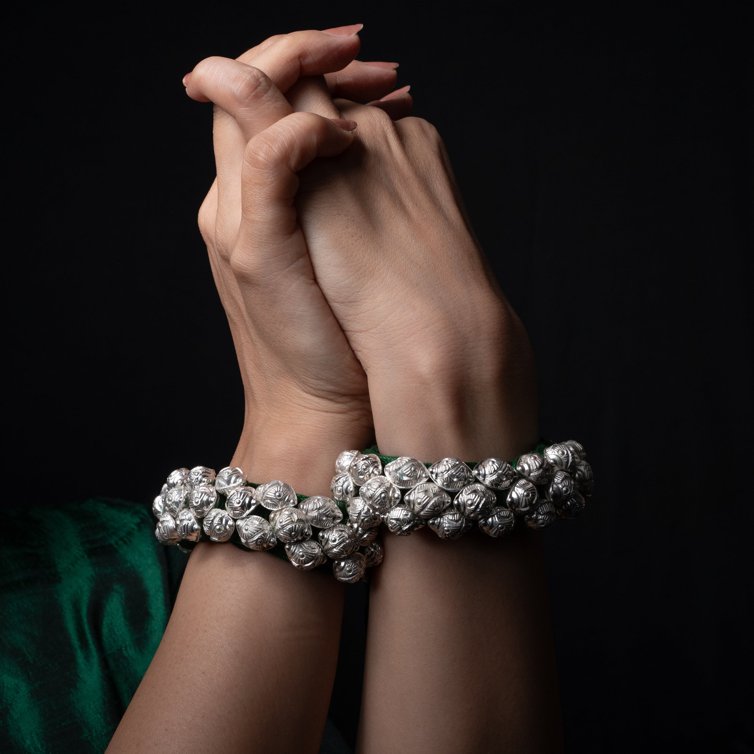 Deodar Pahuchi Silver Beads Bracelet (pair)