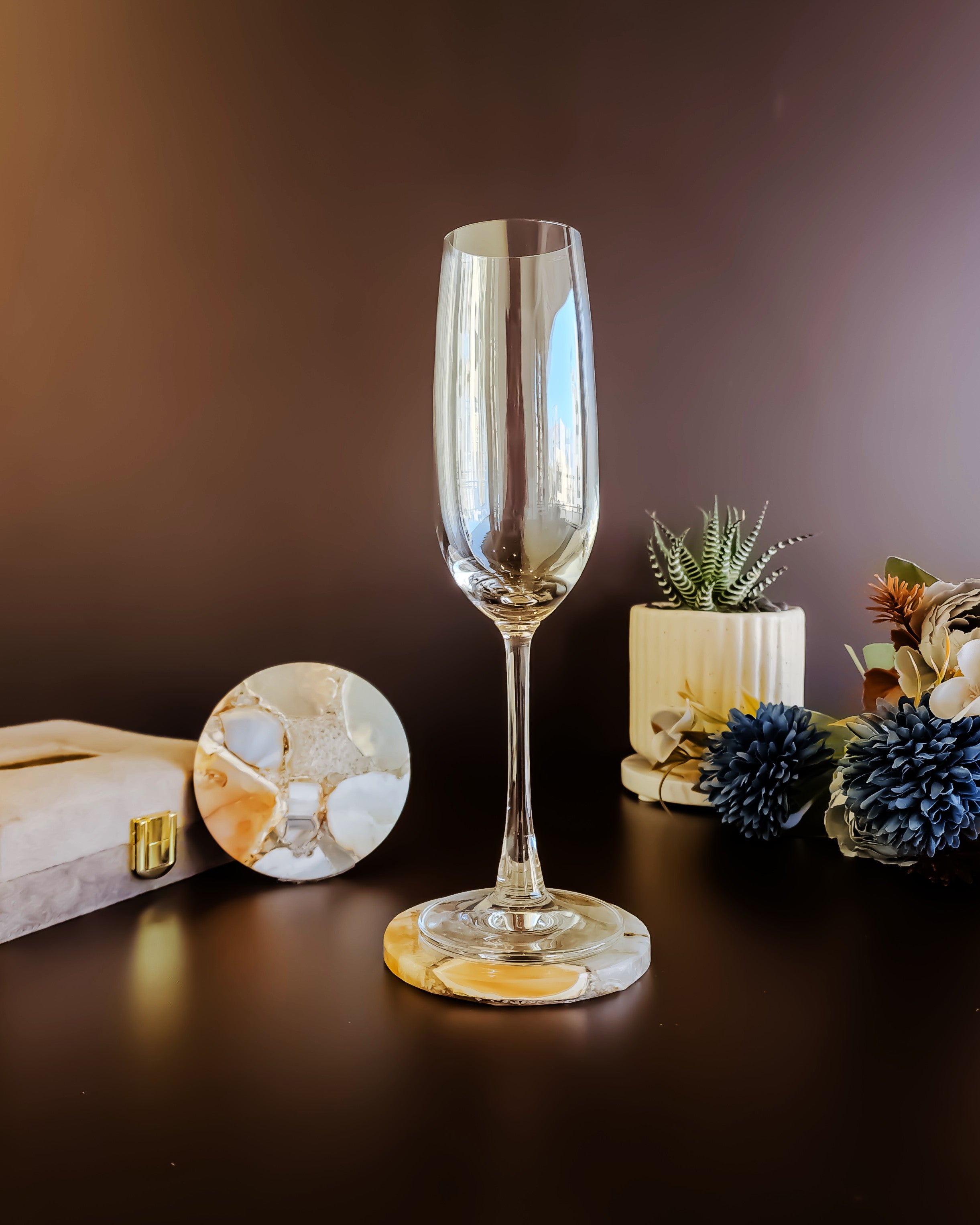 Natural Agate Coaster - Round ( Set Of 2 )