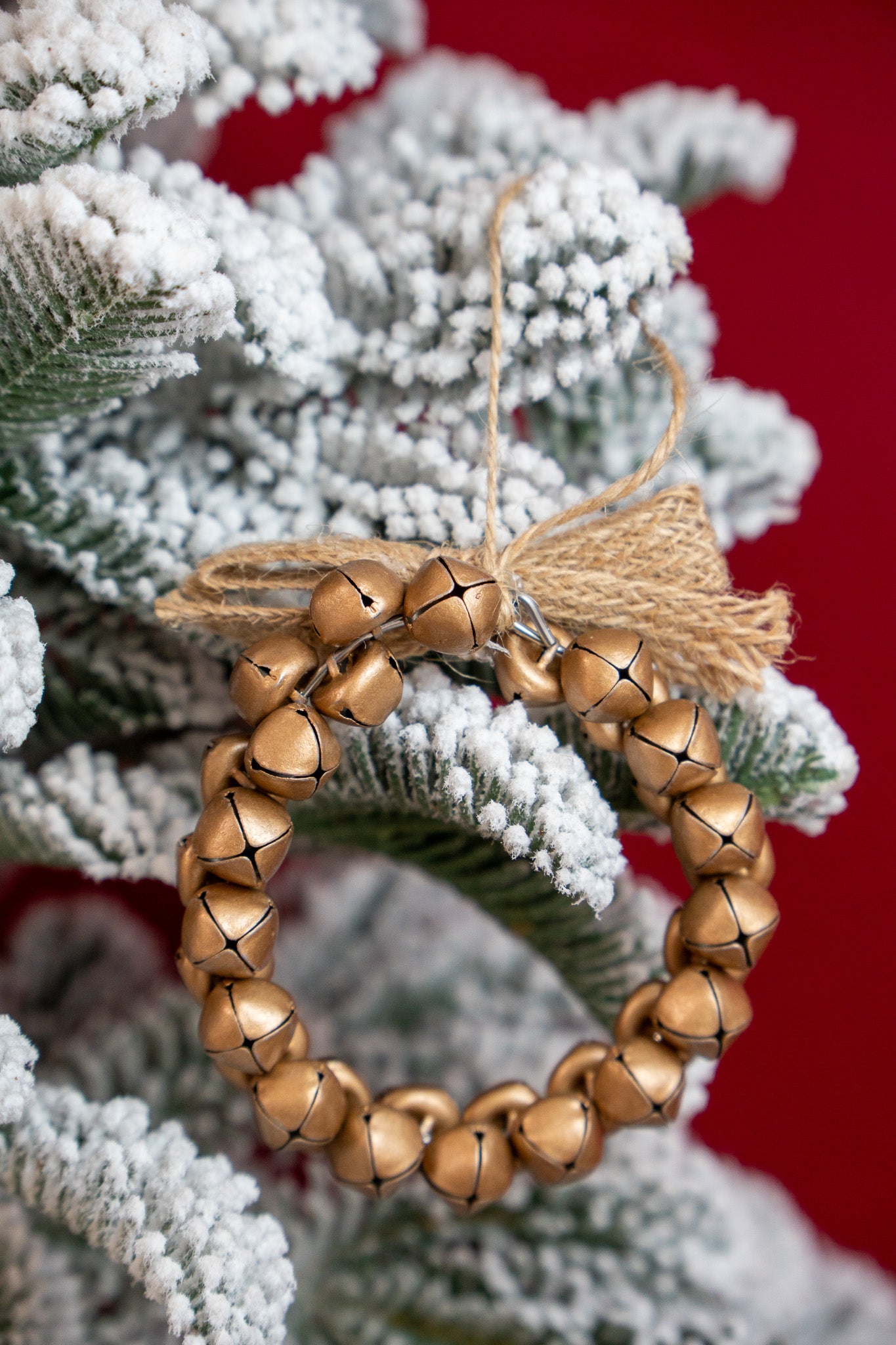 Gold Jingle Bell Wreath with Jute Bow set of 2