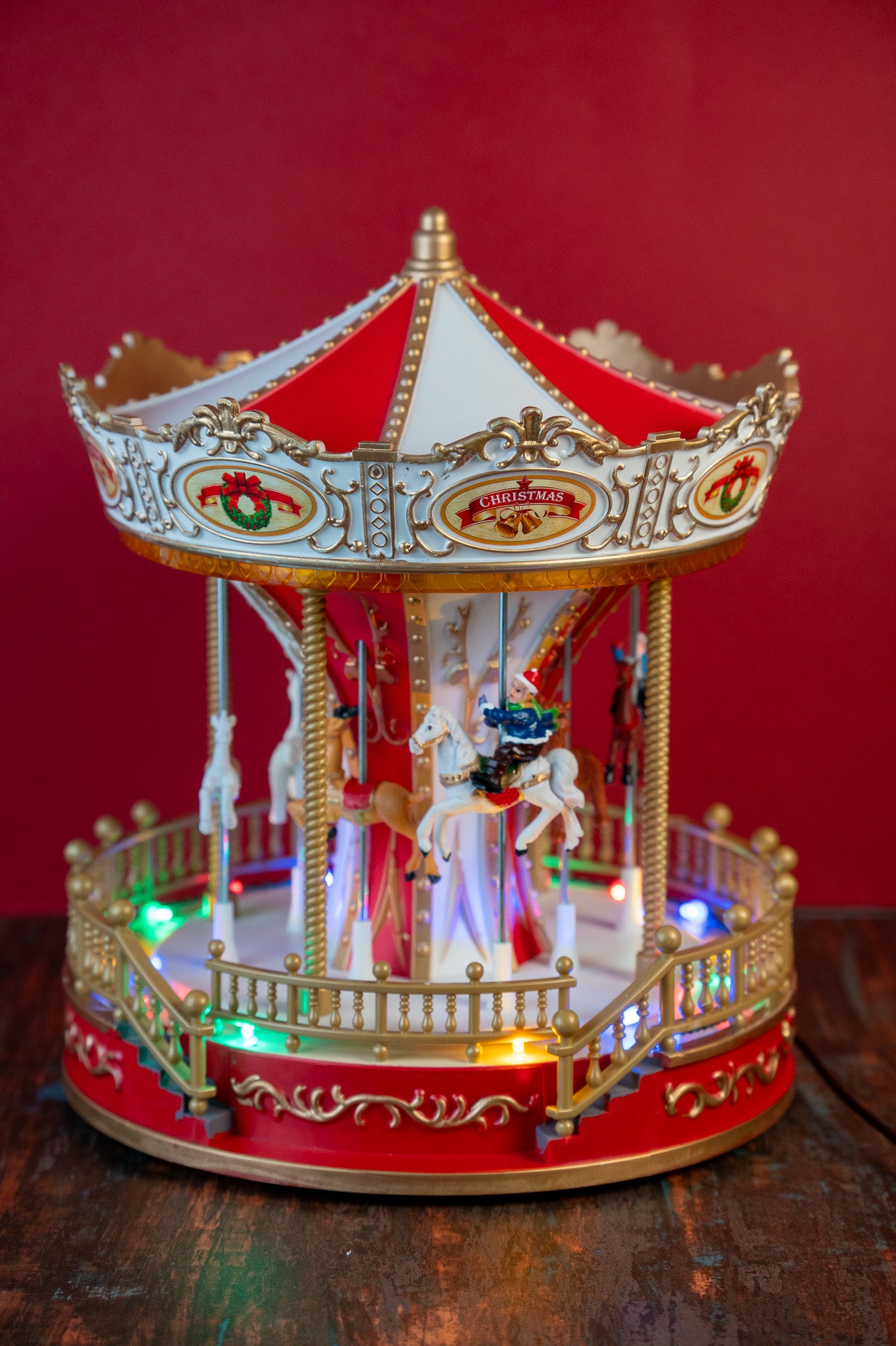 Musical Christmas Carousel with LED Lights
