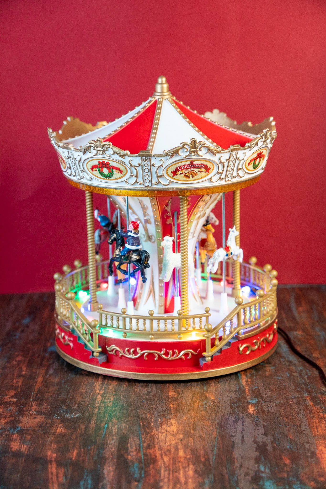 Musical Christmas Carousel with LED Lights