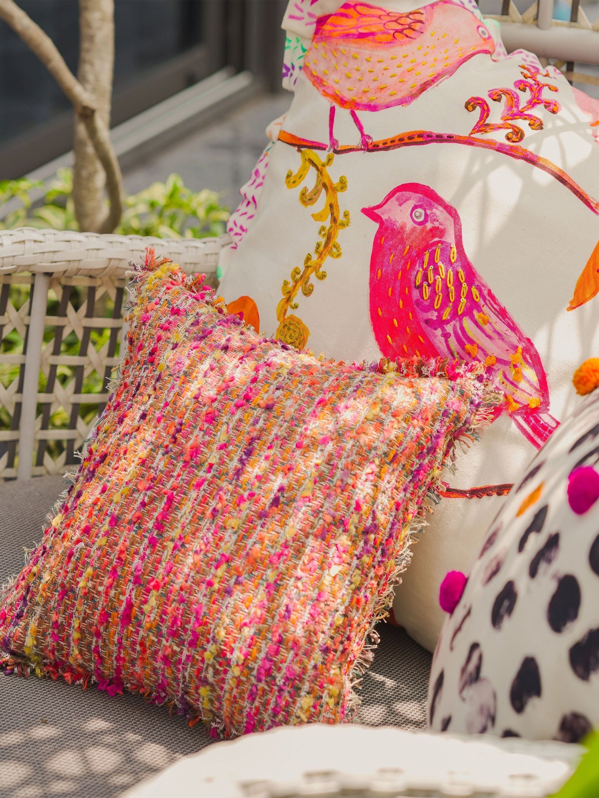 Hand Woven Cushion Cover - Enlaced Fuchsia
