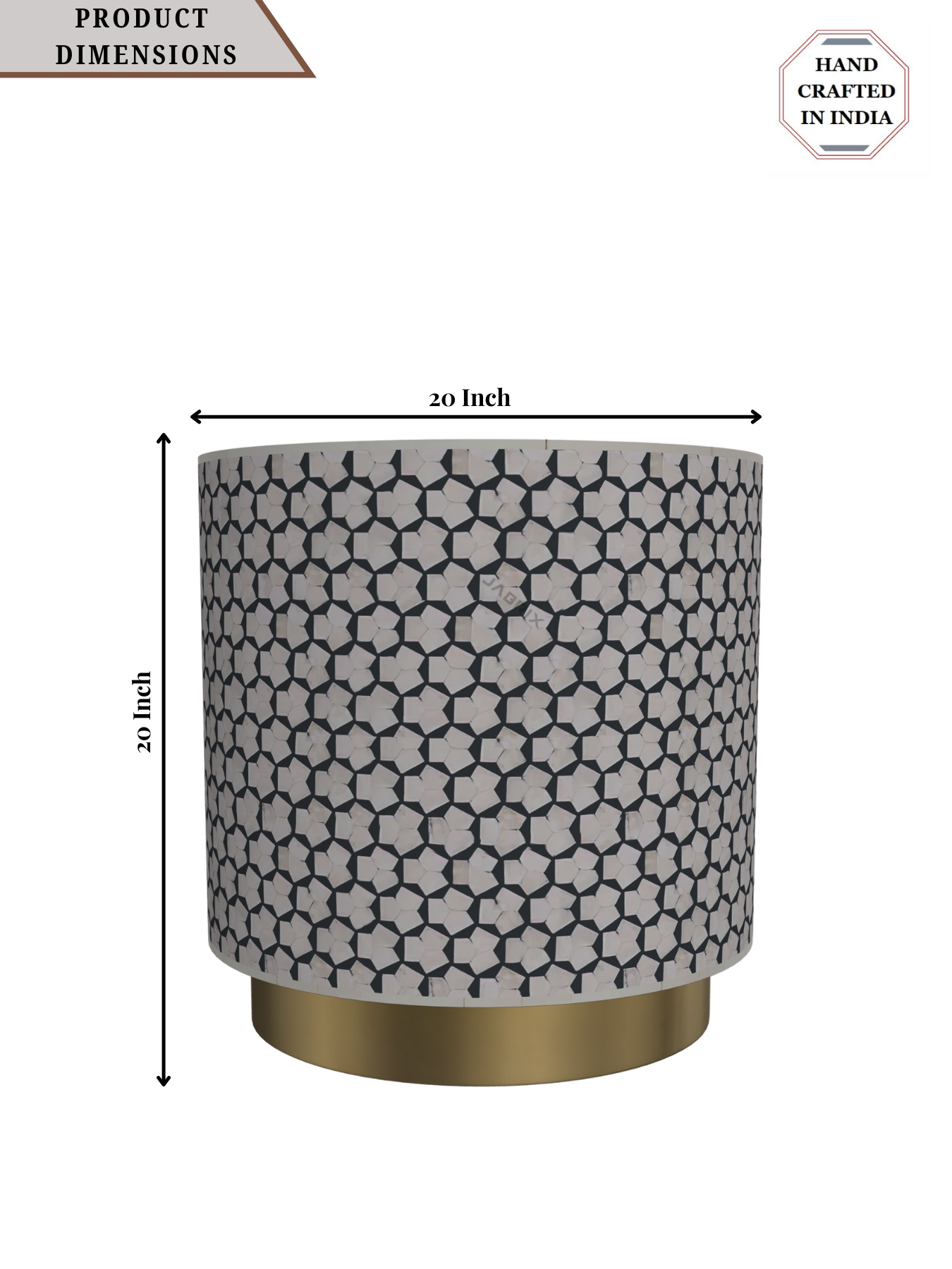 Inlay Drum Side Table with Base - Targua