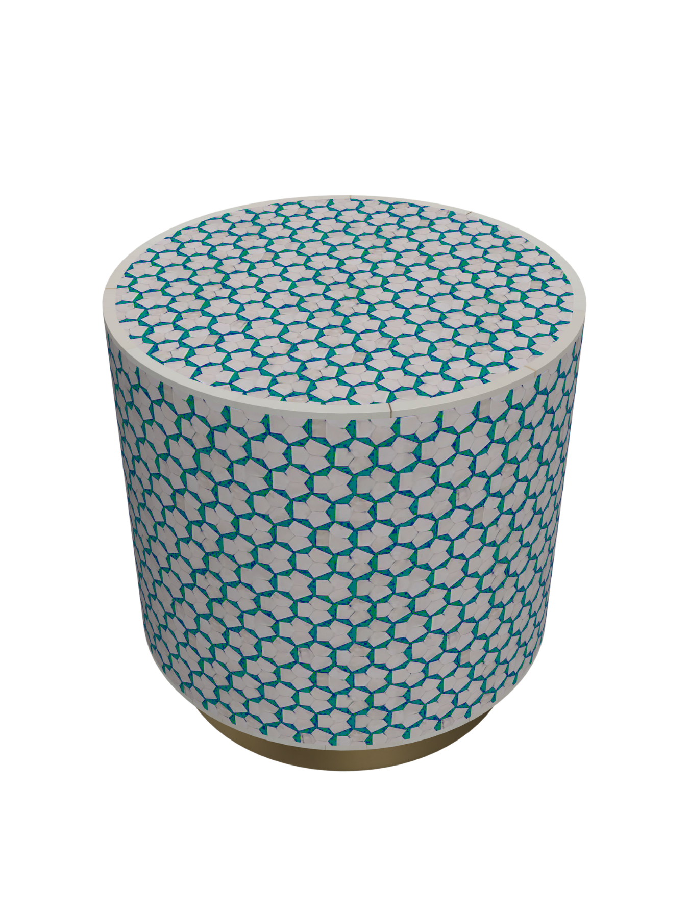 Inlay Drum Side Table with Base - Targua