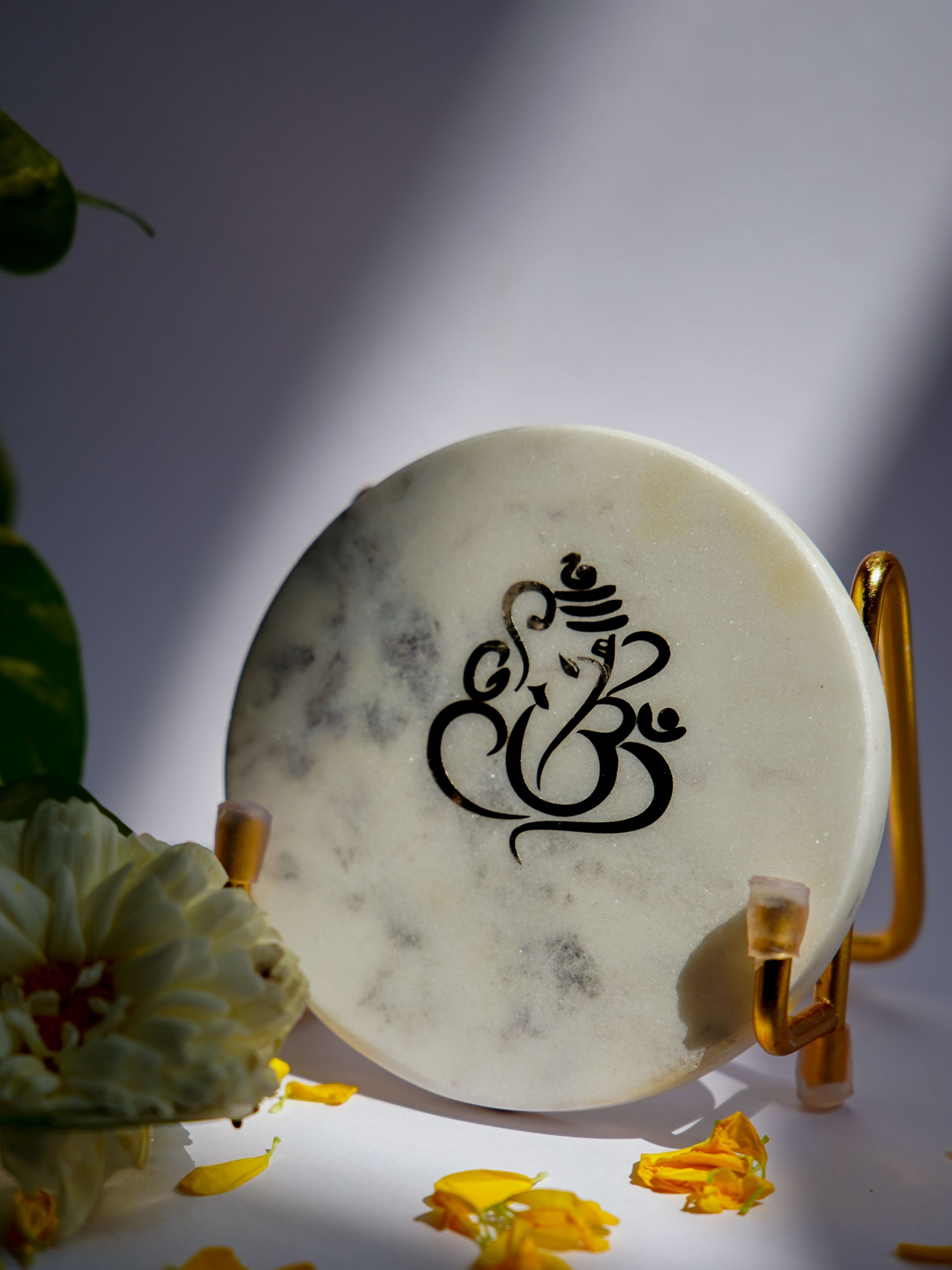 Ganesha with Marble - Metal Holder