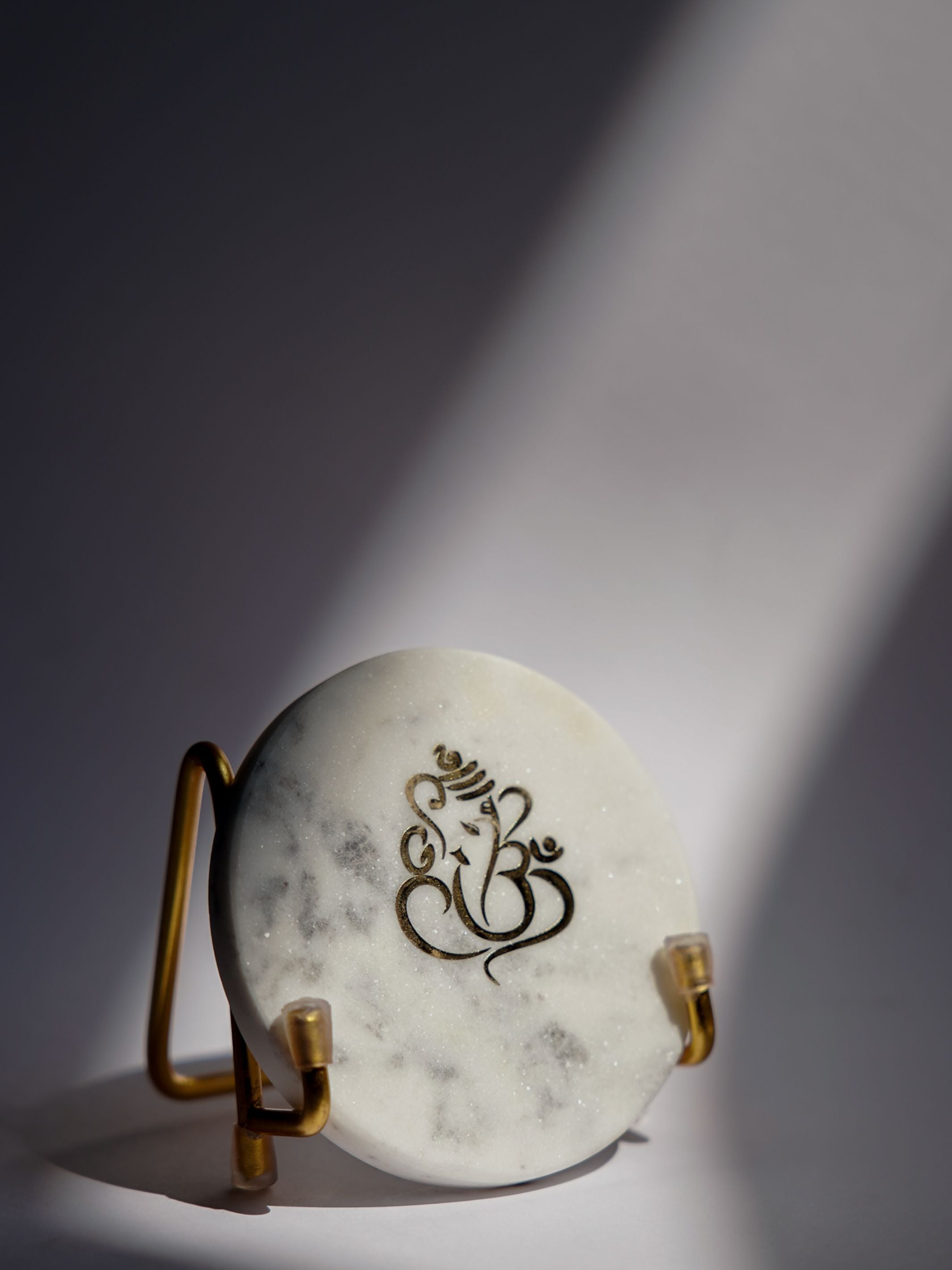 Ganesha with Marble - Metal Holder