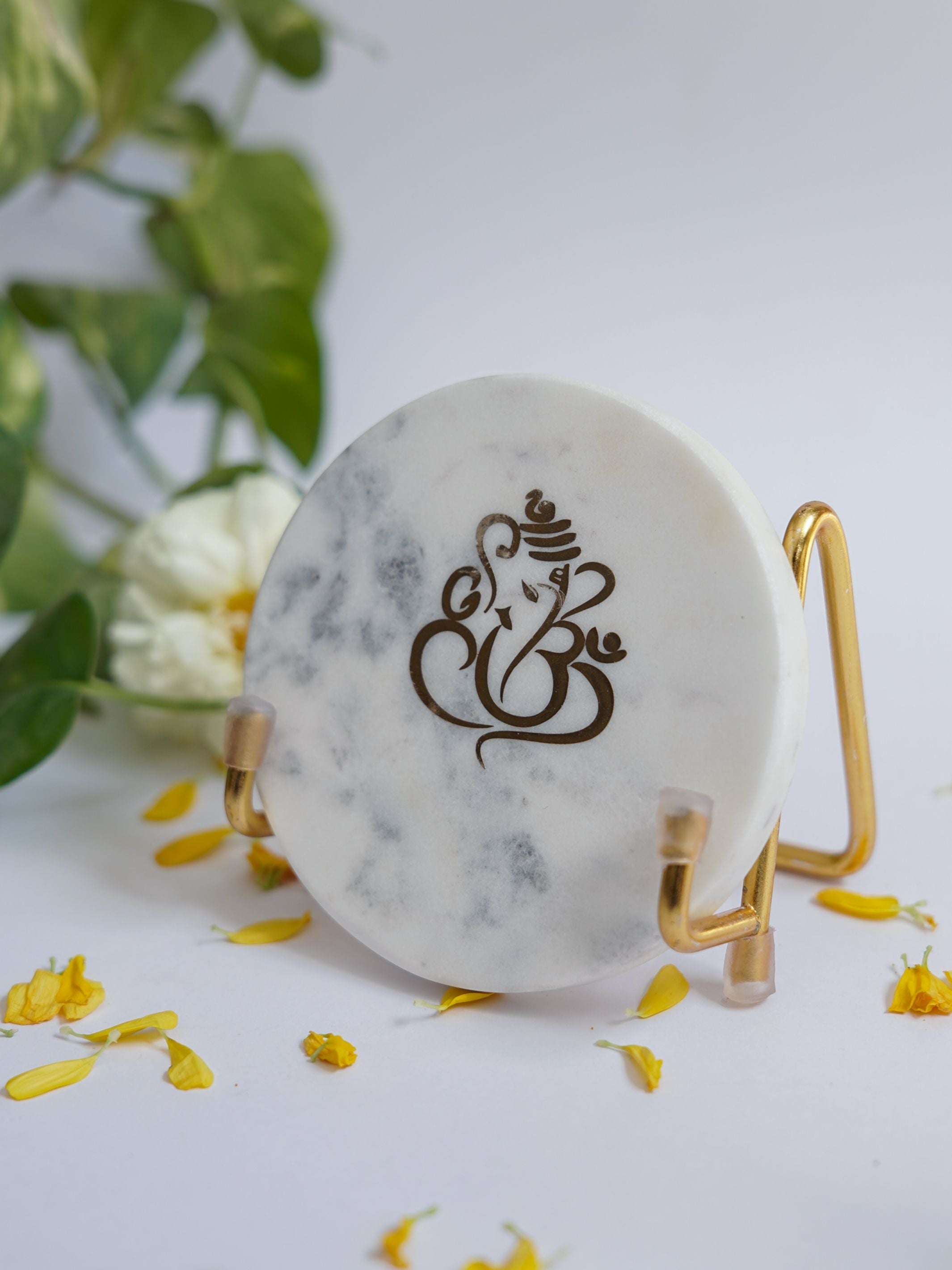 Ganesha with Marble - Metal Holder