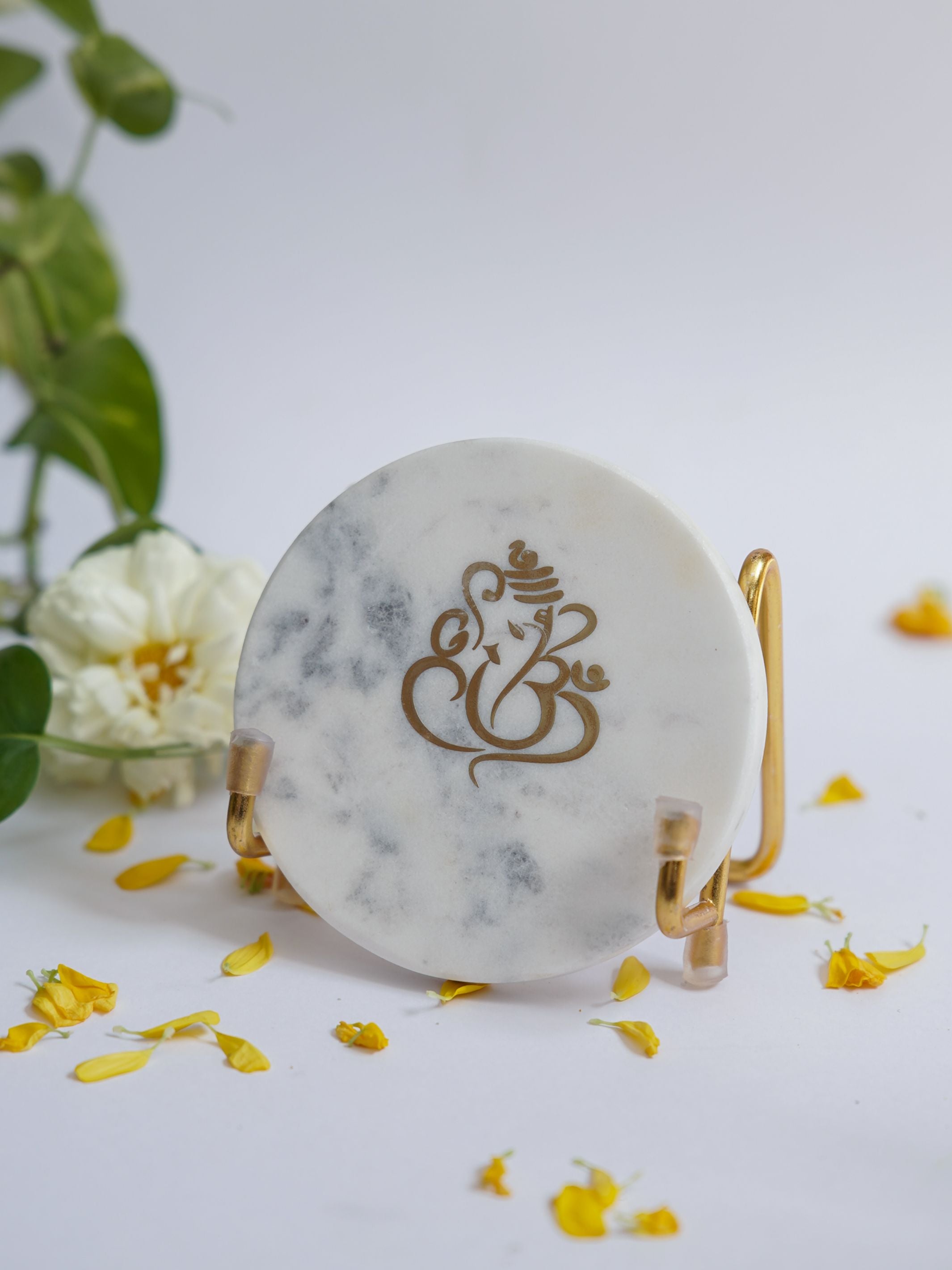 Ganesha with Marble - Metal Holder