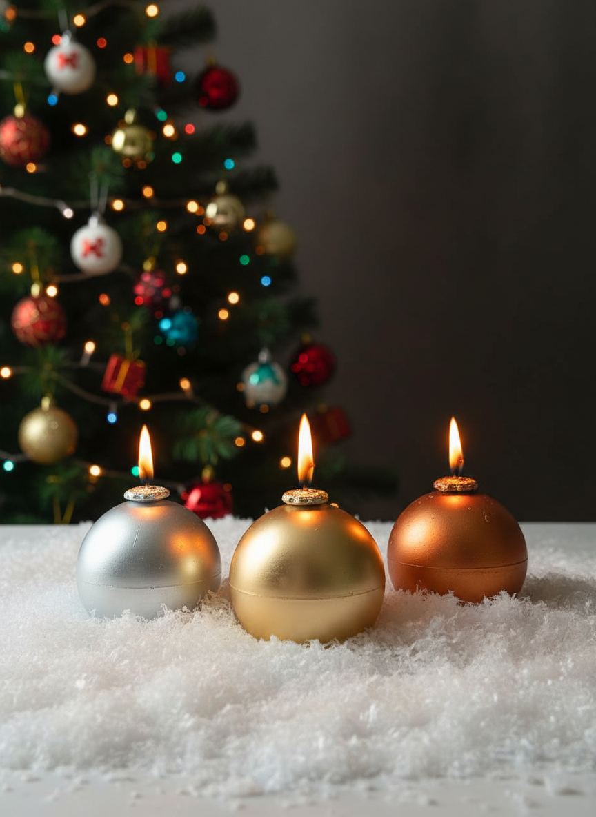 Holiday Baubles Candles - Set of 3