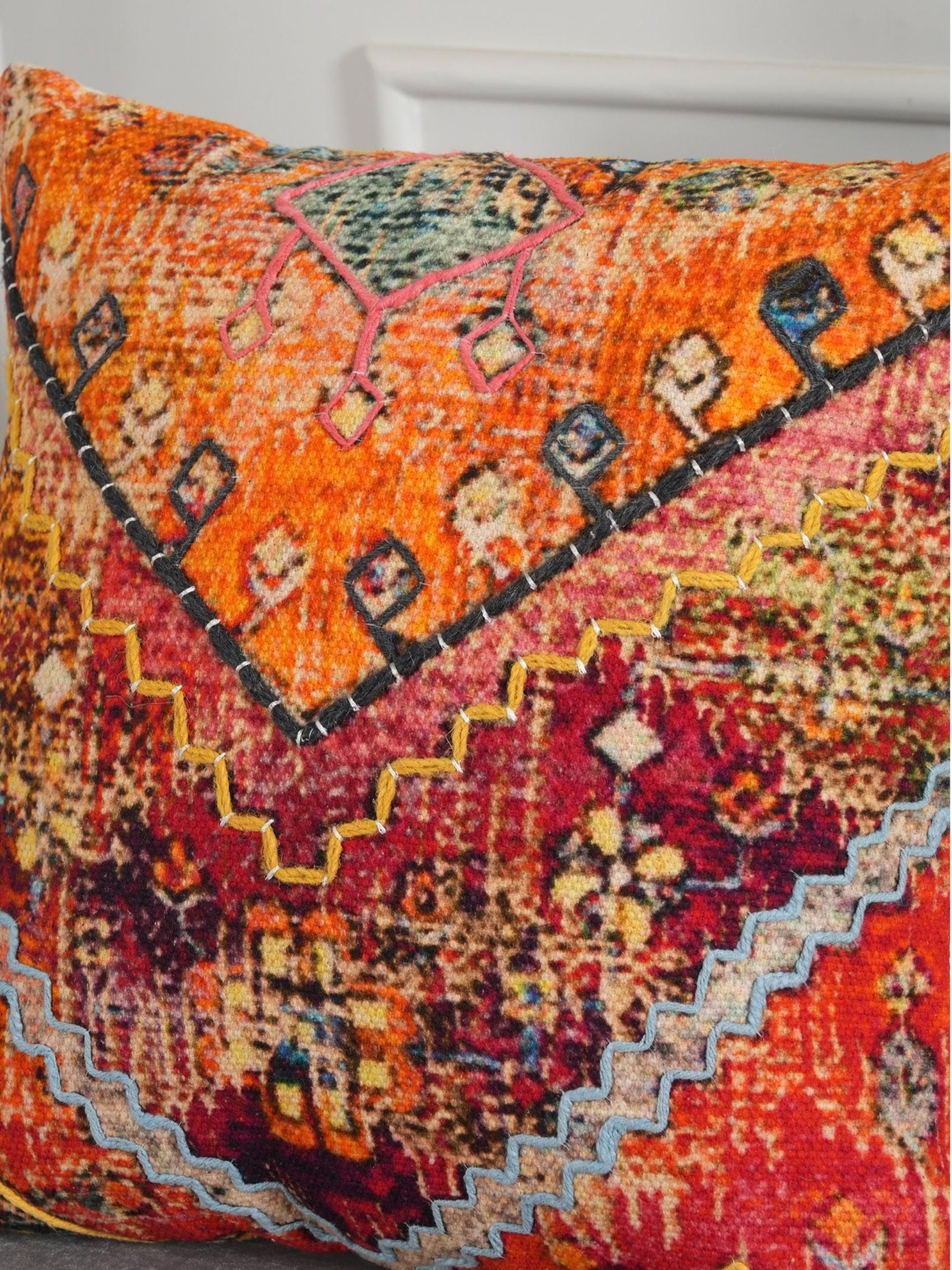 Embroidered Cushion Cover - Geo Chic