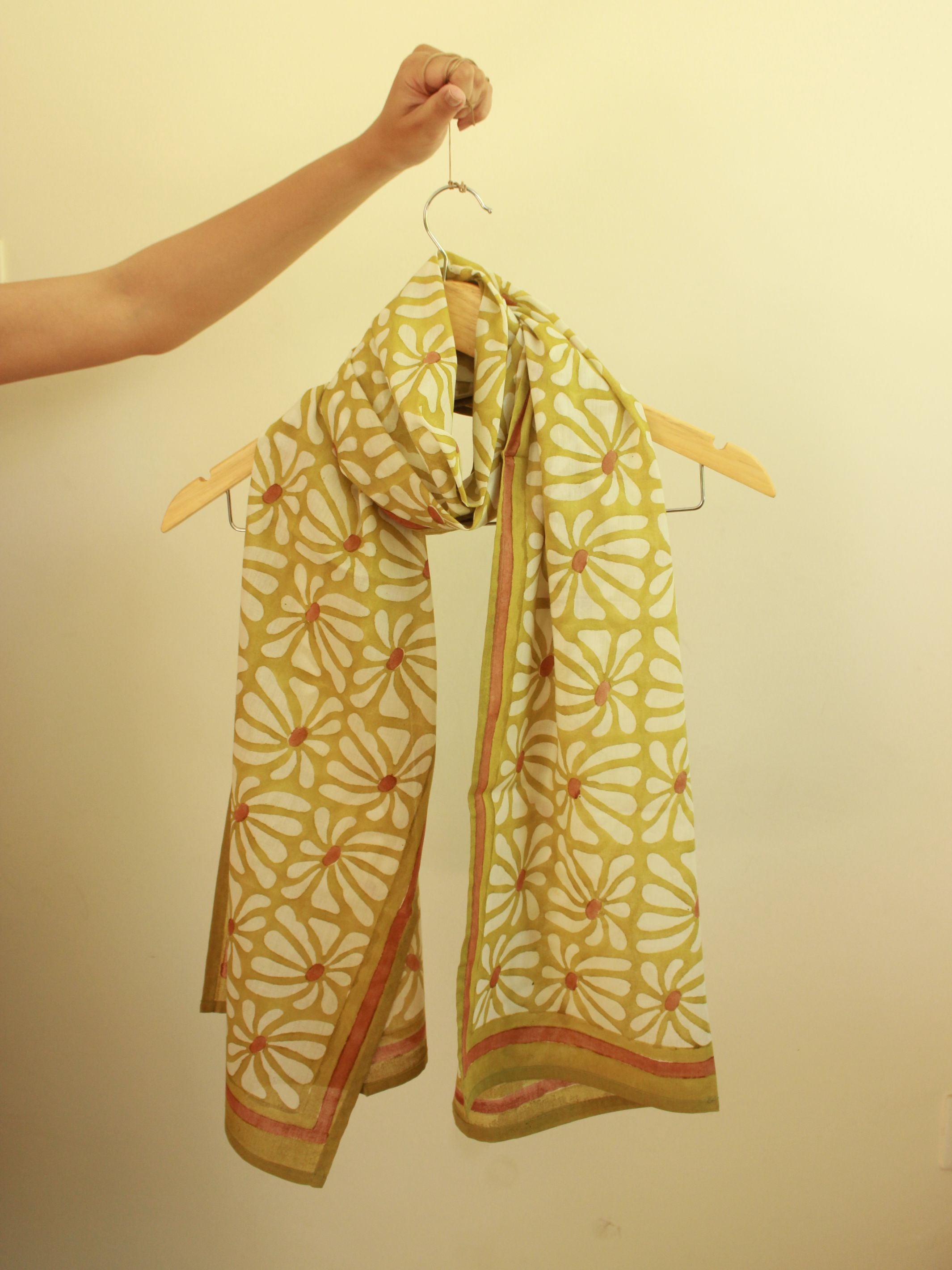 Cotton Scarf Stole - Geometric Flowers