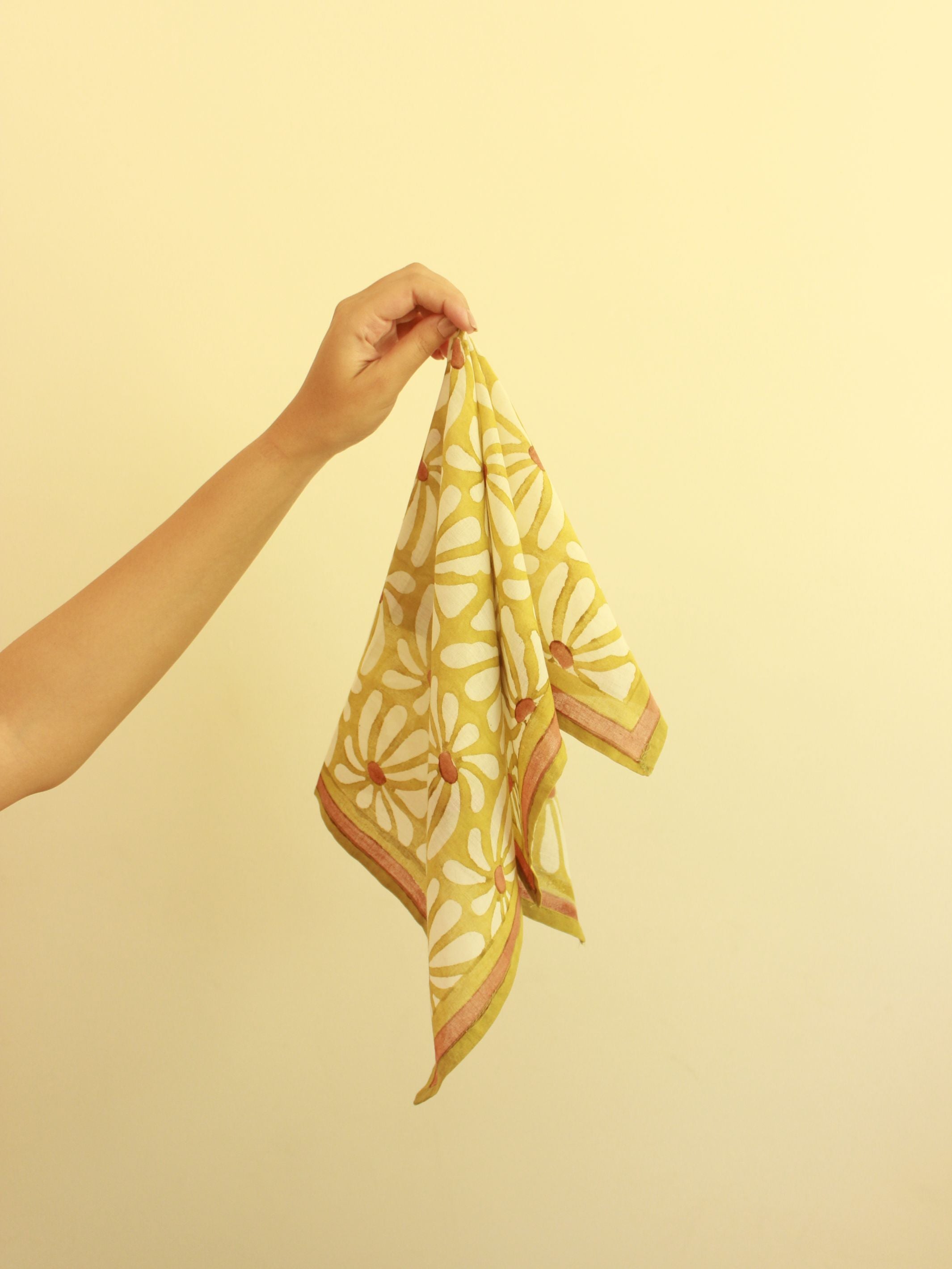 Cotton Square Scarf - Geometric Flowers