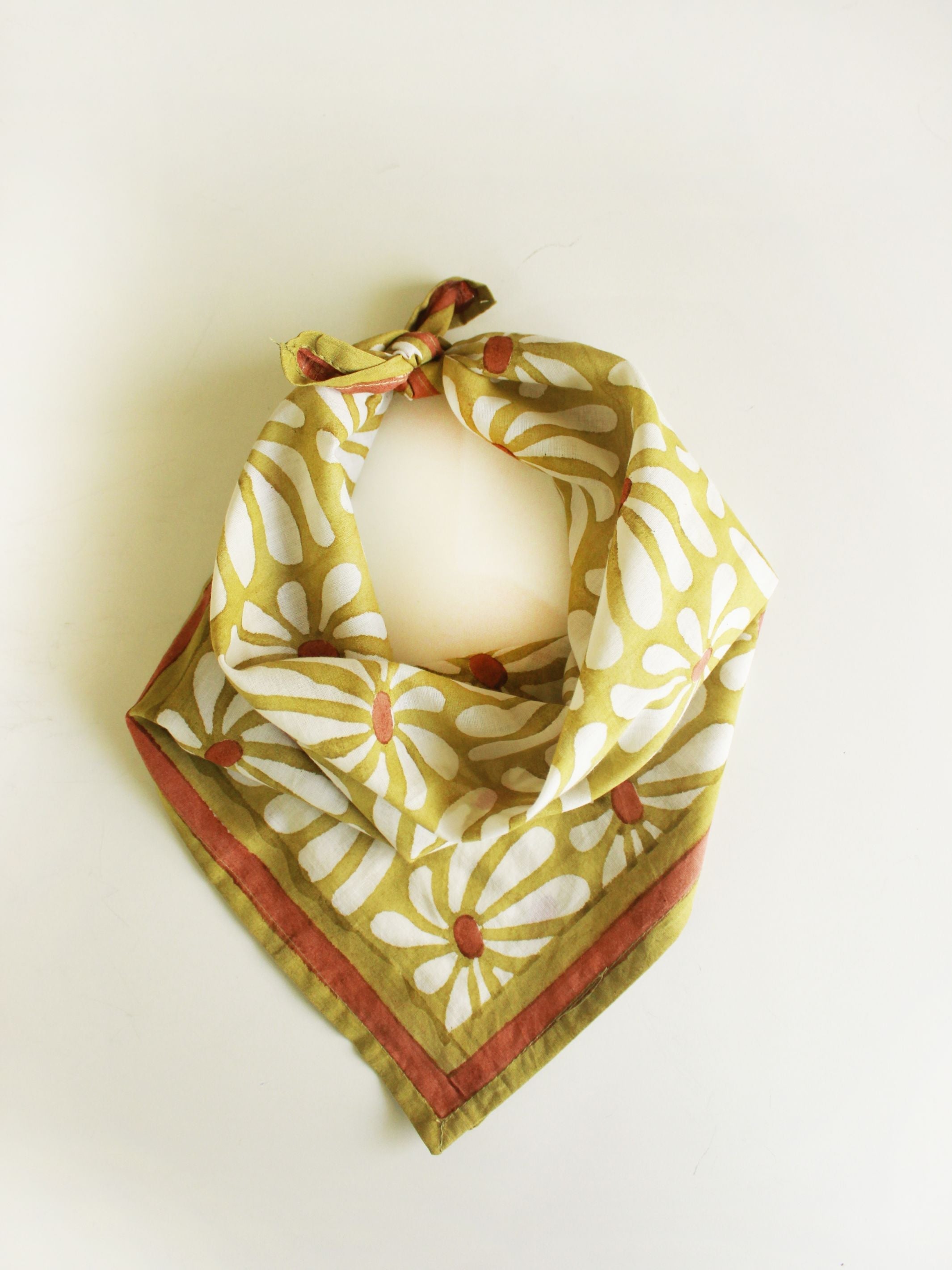 Cotton Square Scarf - Geometric Flowers