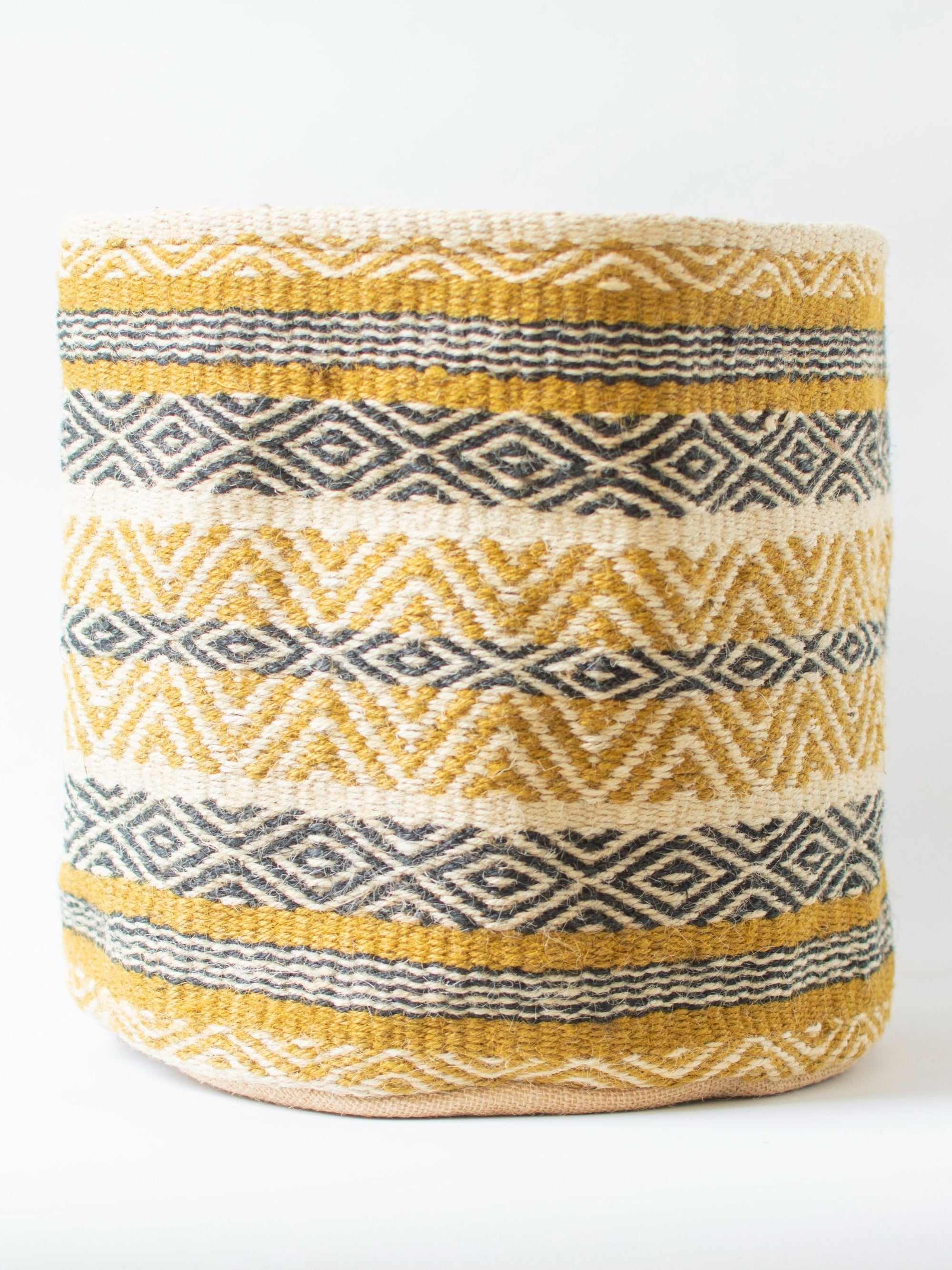Geometric Jute Handwoven Basket Large