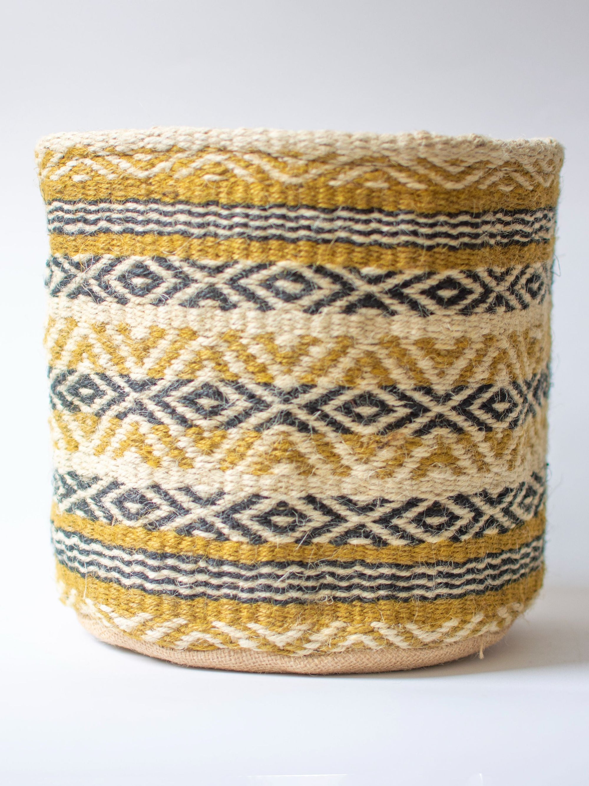 Geometric Jute Handwoven Basket Medium