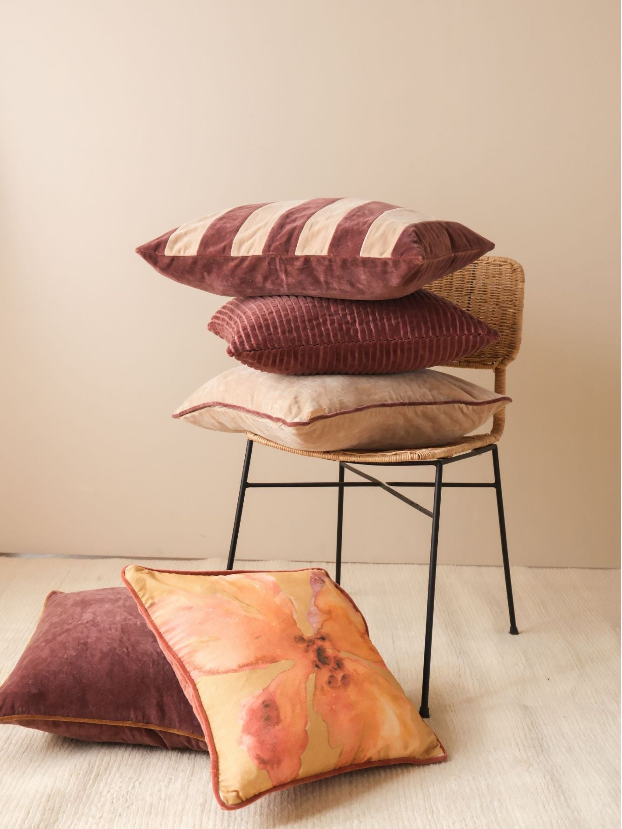 Bloom Ochre Velvet Cushion Cover