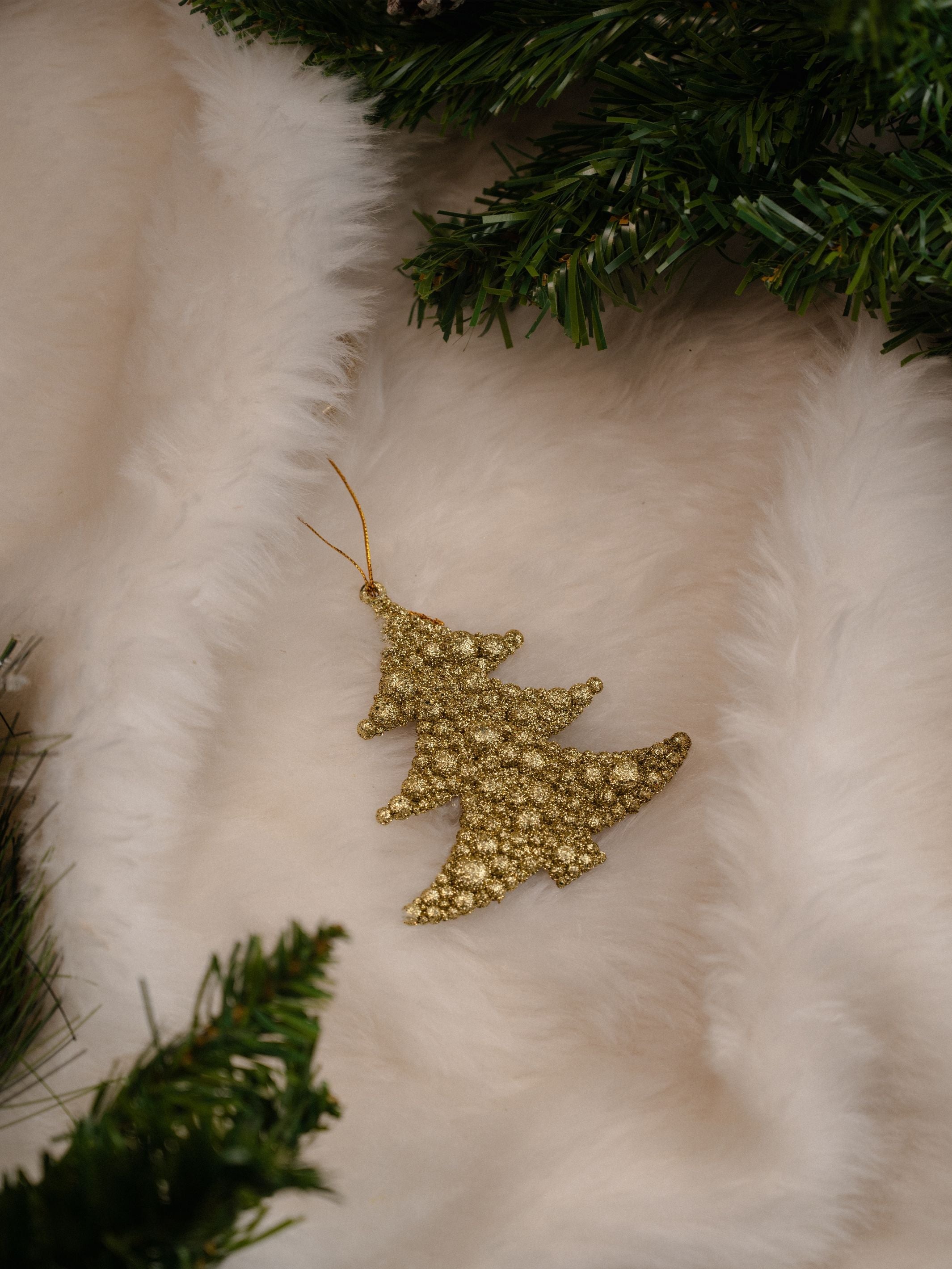 Gold Christmas Tree Shaped Hanging Pack Of 2
