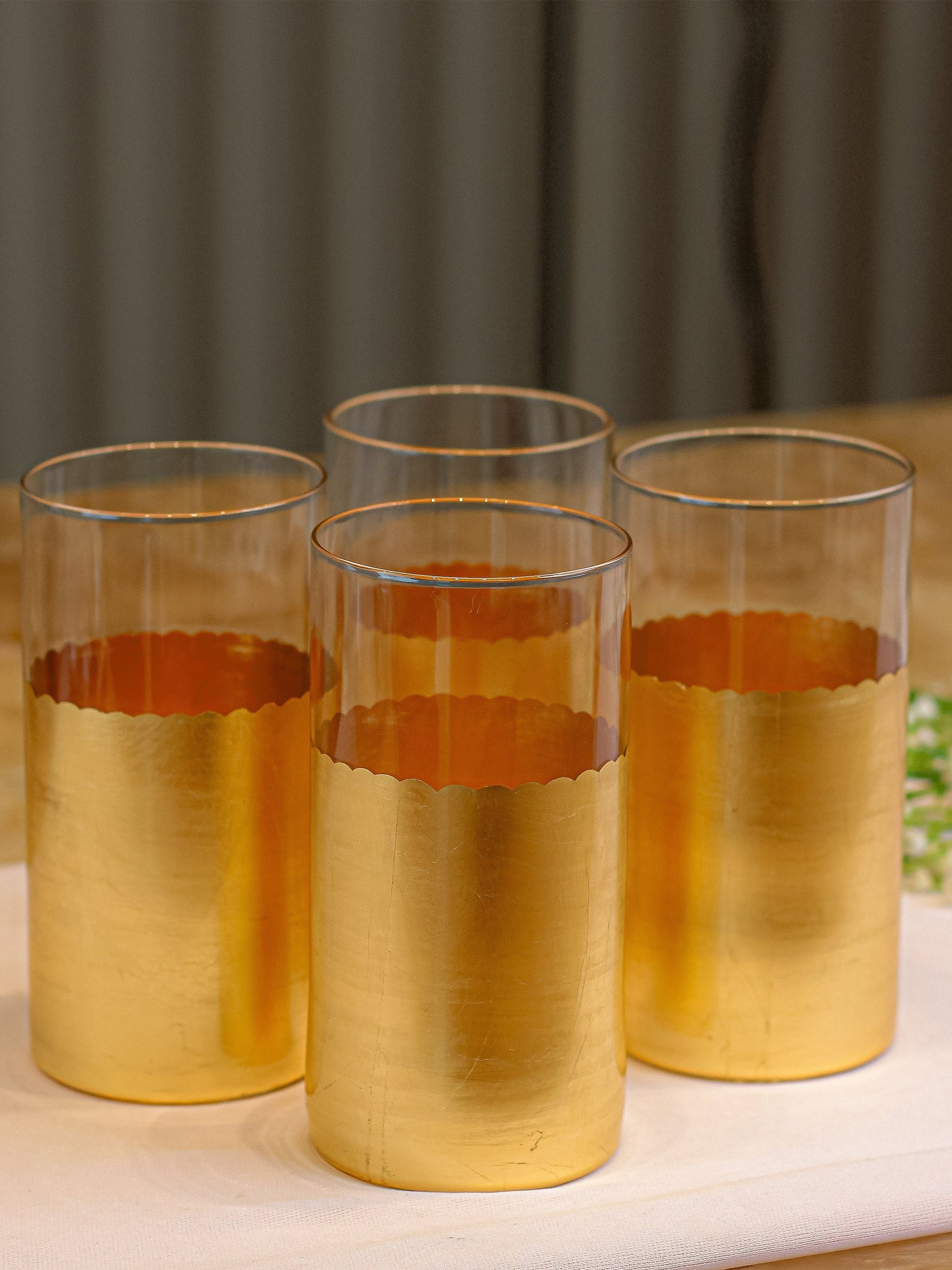Gold Set Of 4 High Ball Glasses