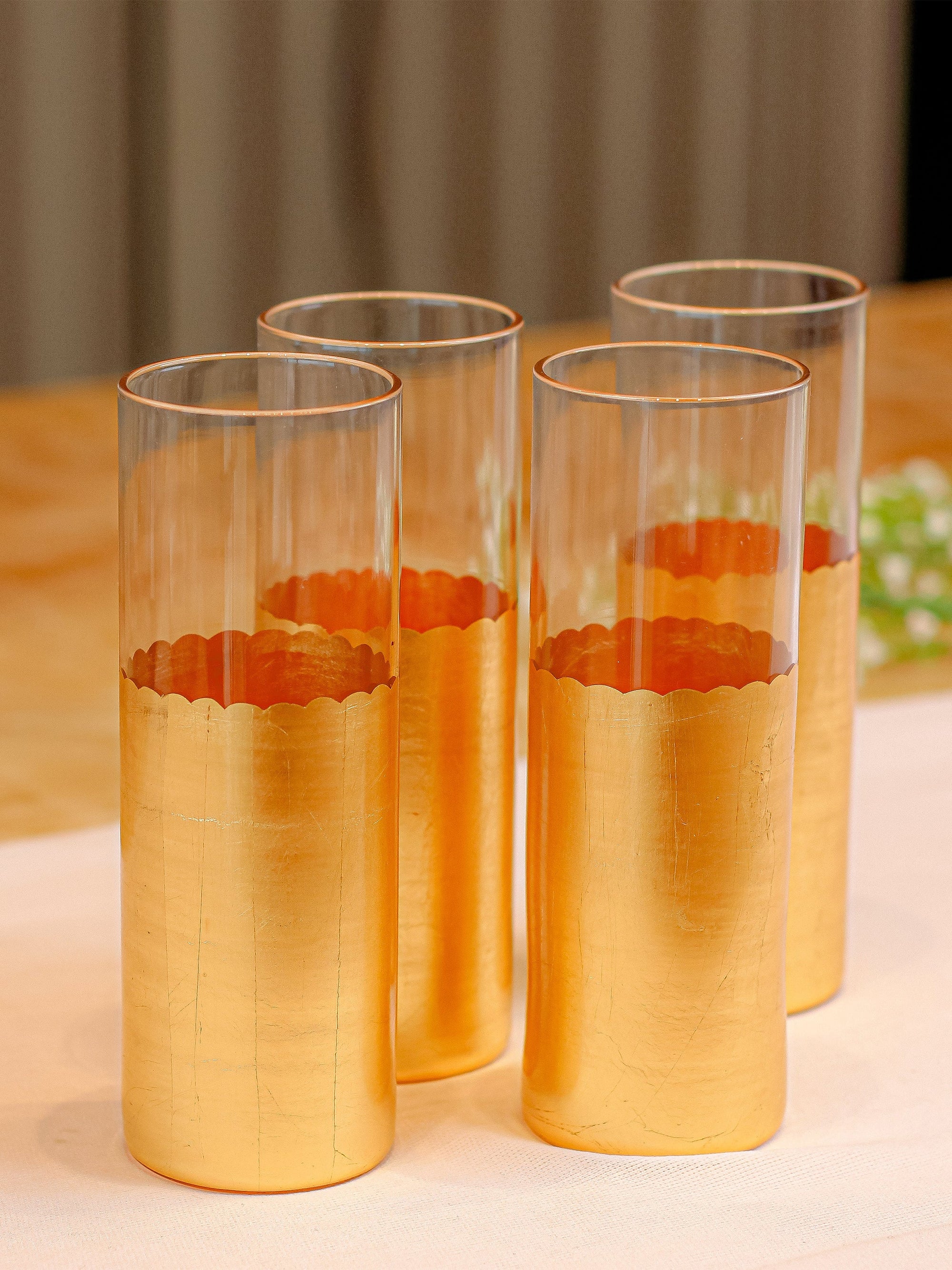 Gold Set Of 4 Tall Glasses