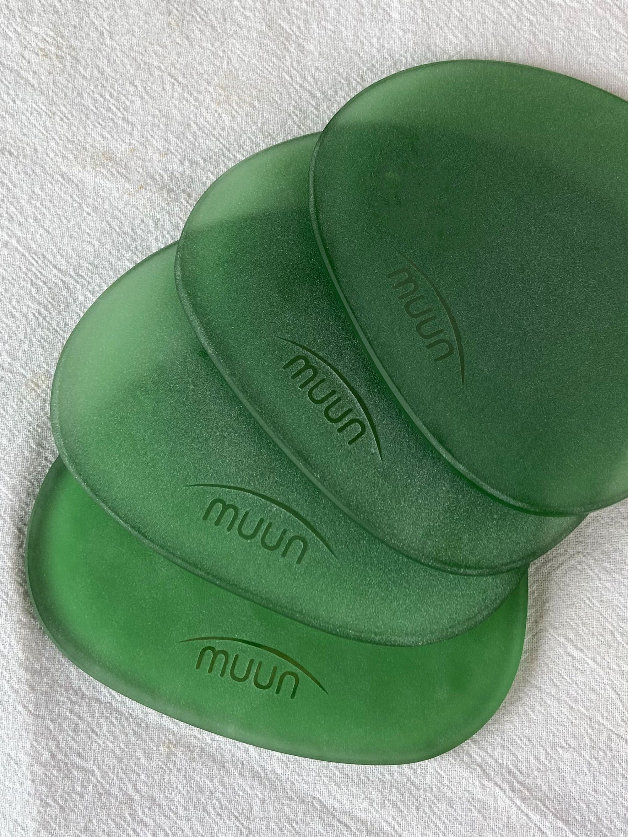 Green Frosted Glass Coasters Set of 4