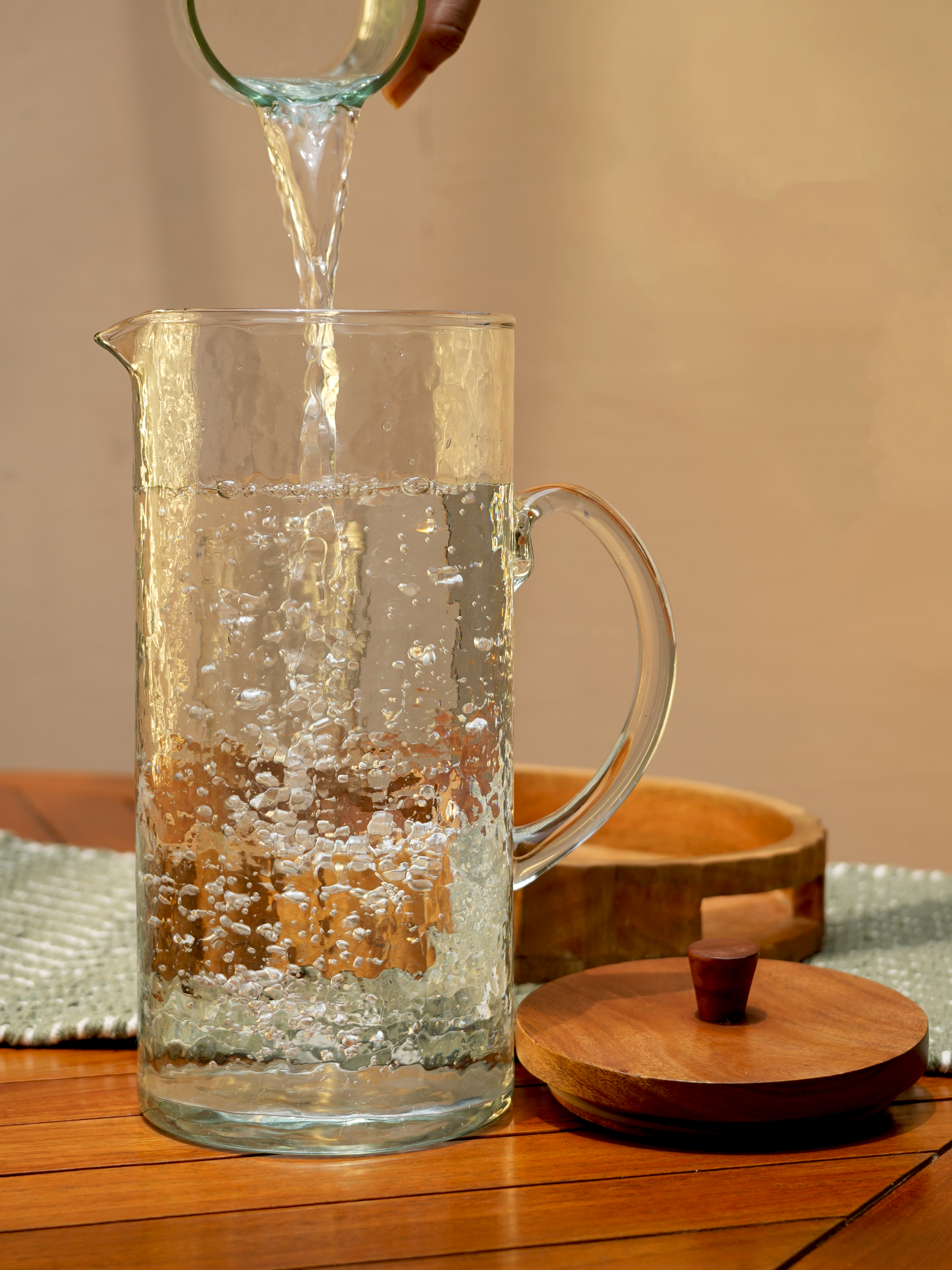 Hammered Glass Jug with Lid
