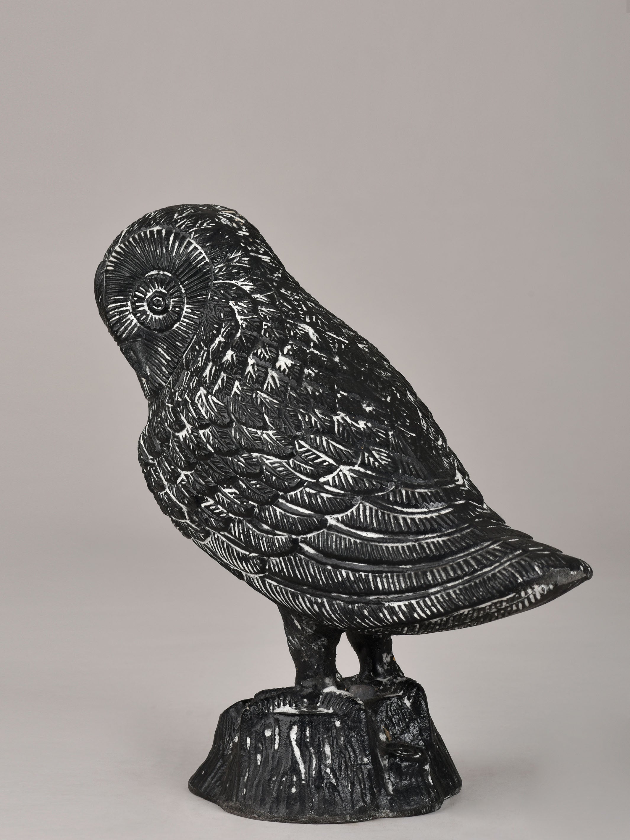 Metallic Carved Black Owl