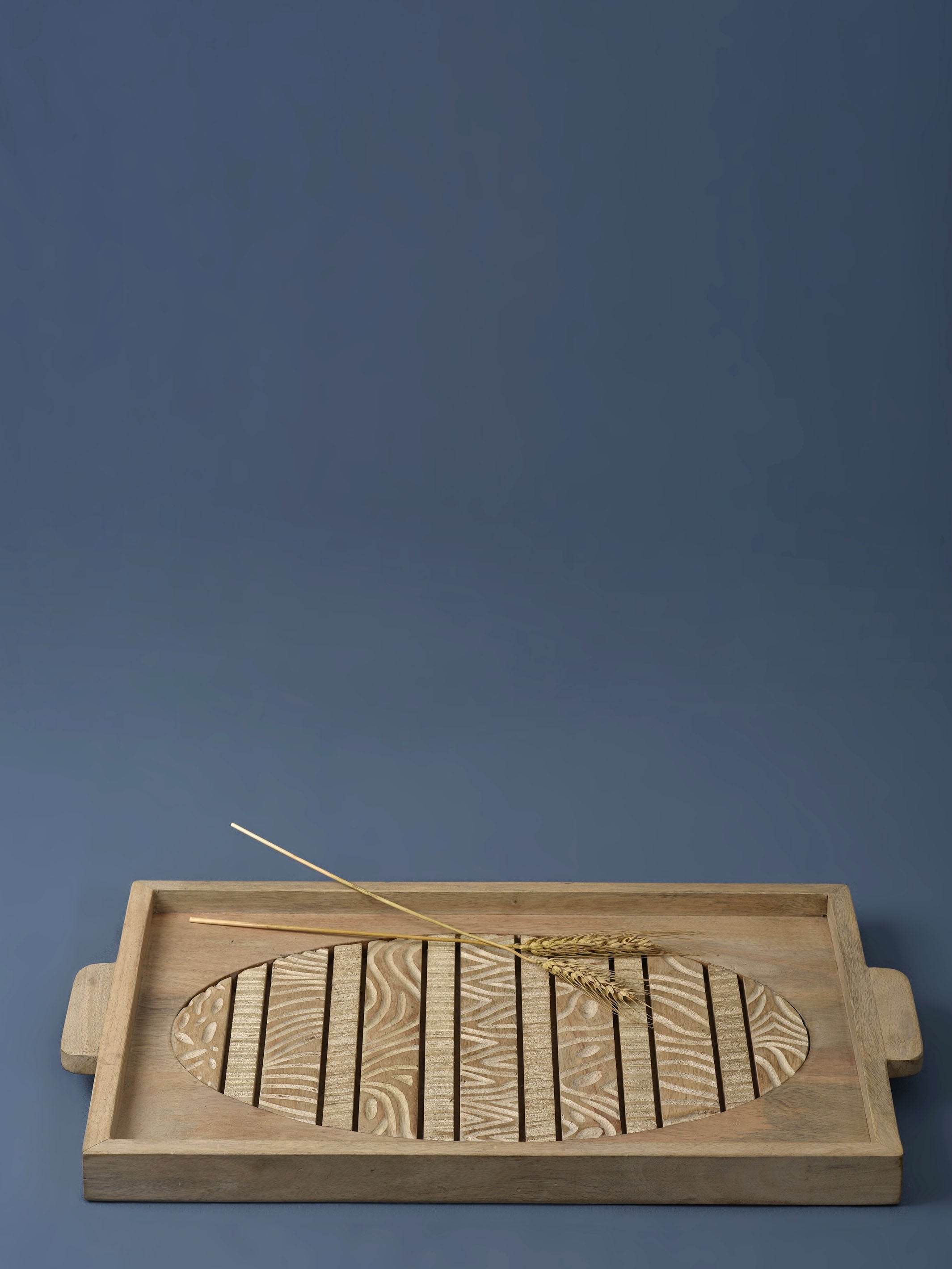 Hand Carved Wooden Slat Tray