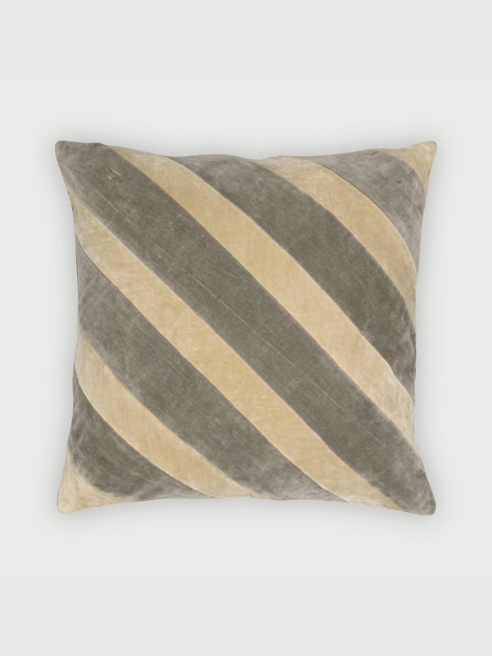 Heather Grey Velvet Stripe Cushion Cover