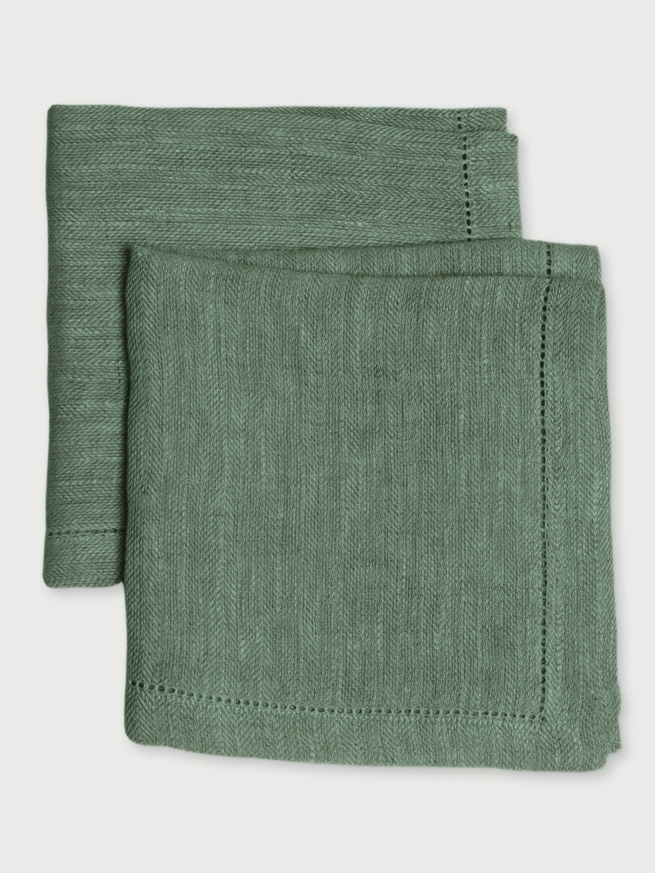 Eucalyptus Herringbone Linen Table Napkins | Set of 2