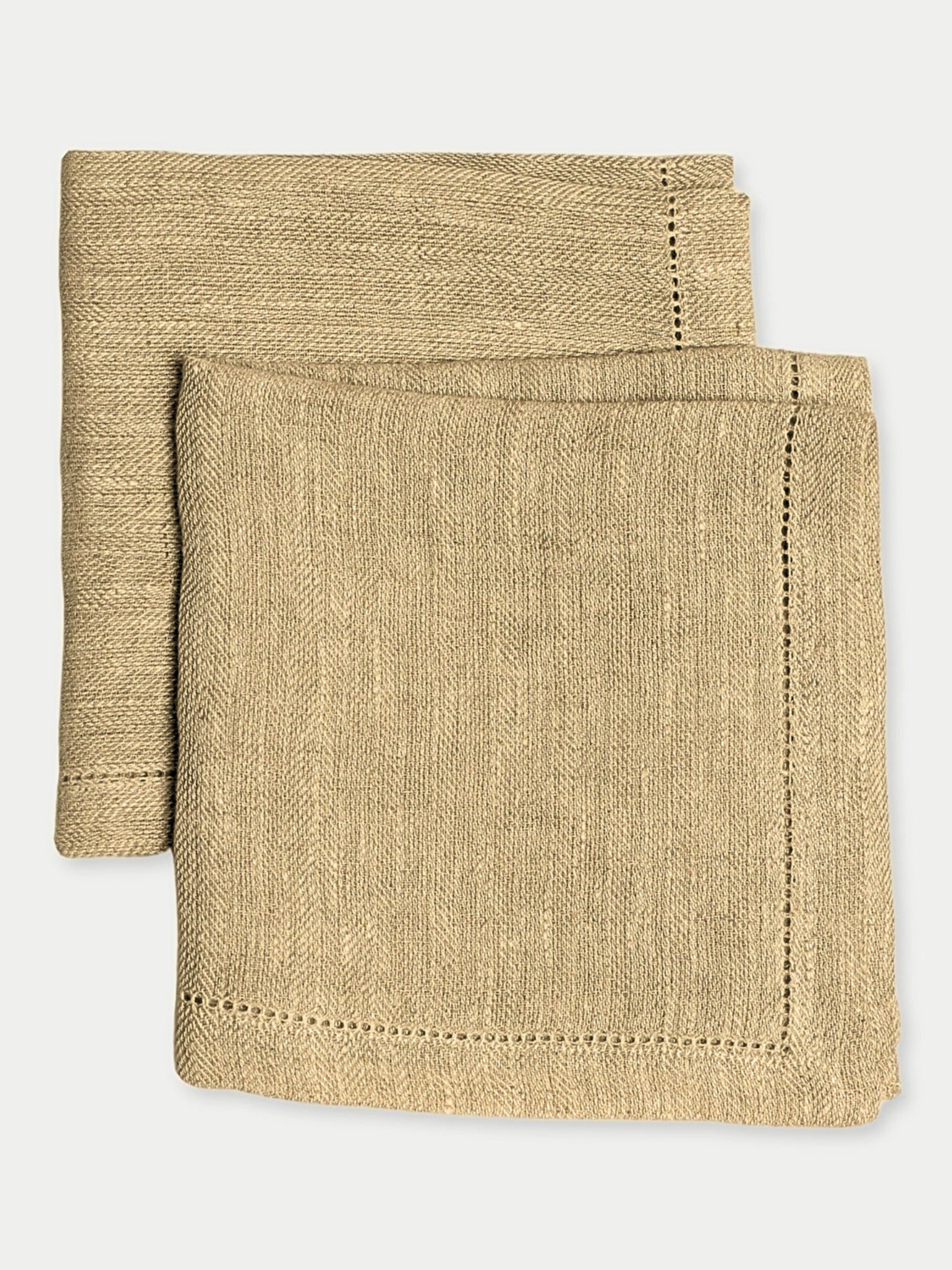 Sand Herringbone Linen Table Napkins | Set of 2