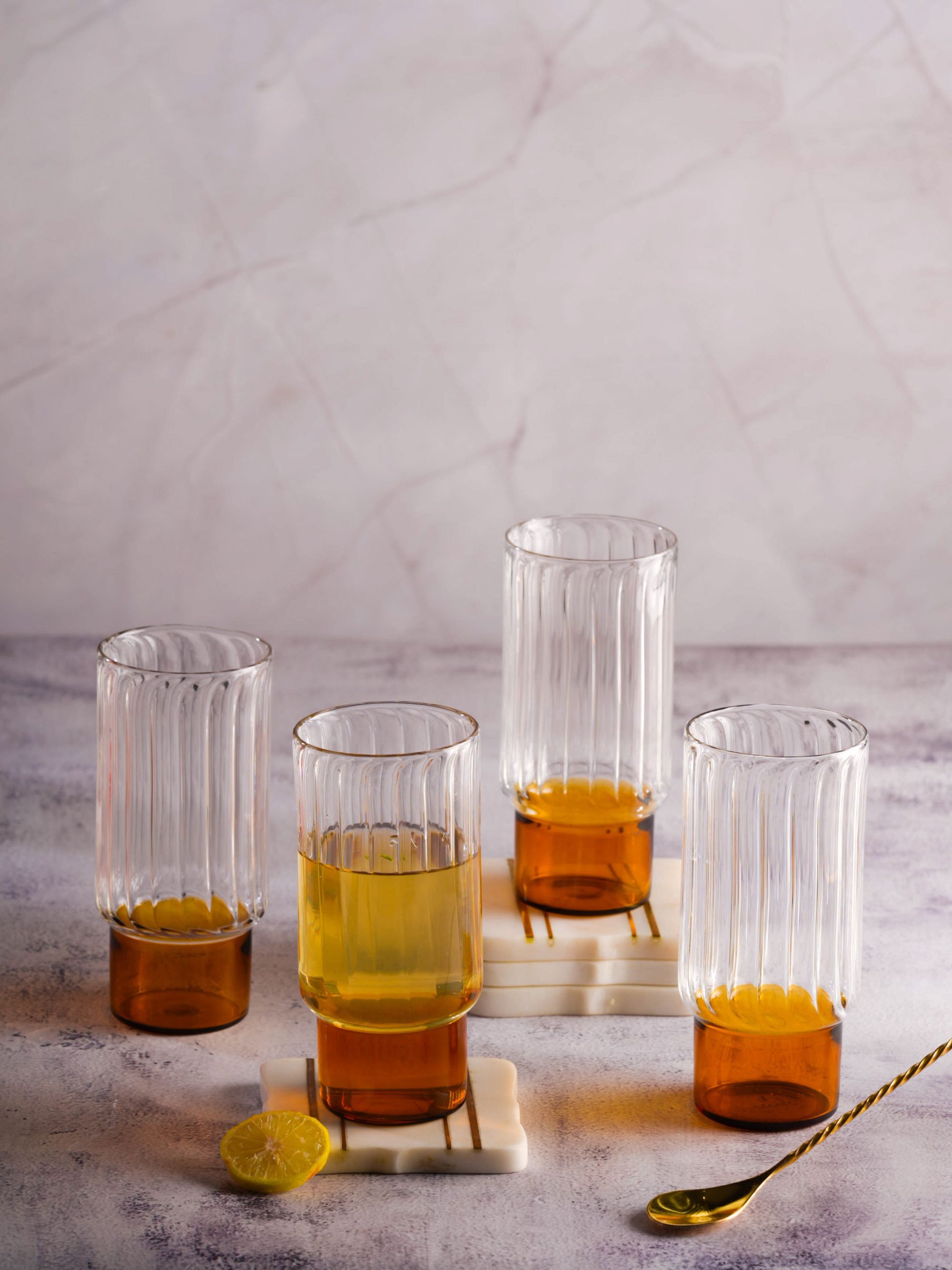 Highball Amber Set Of 4 Gift Box