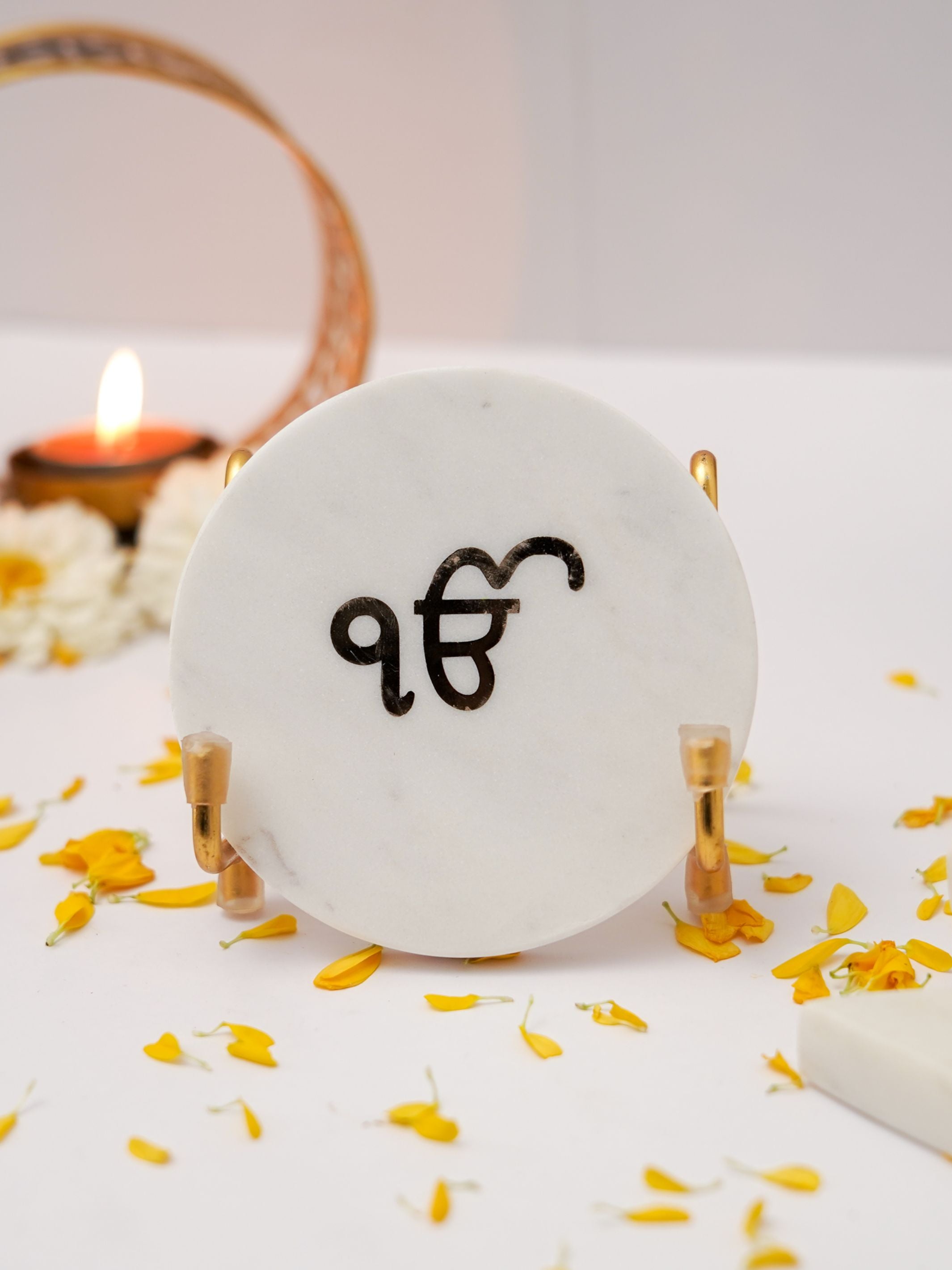 Ik Onkar with Marble - Metal Holder