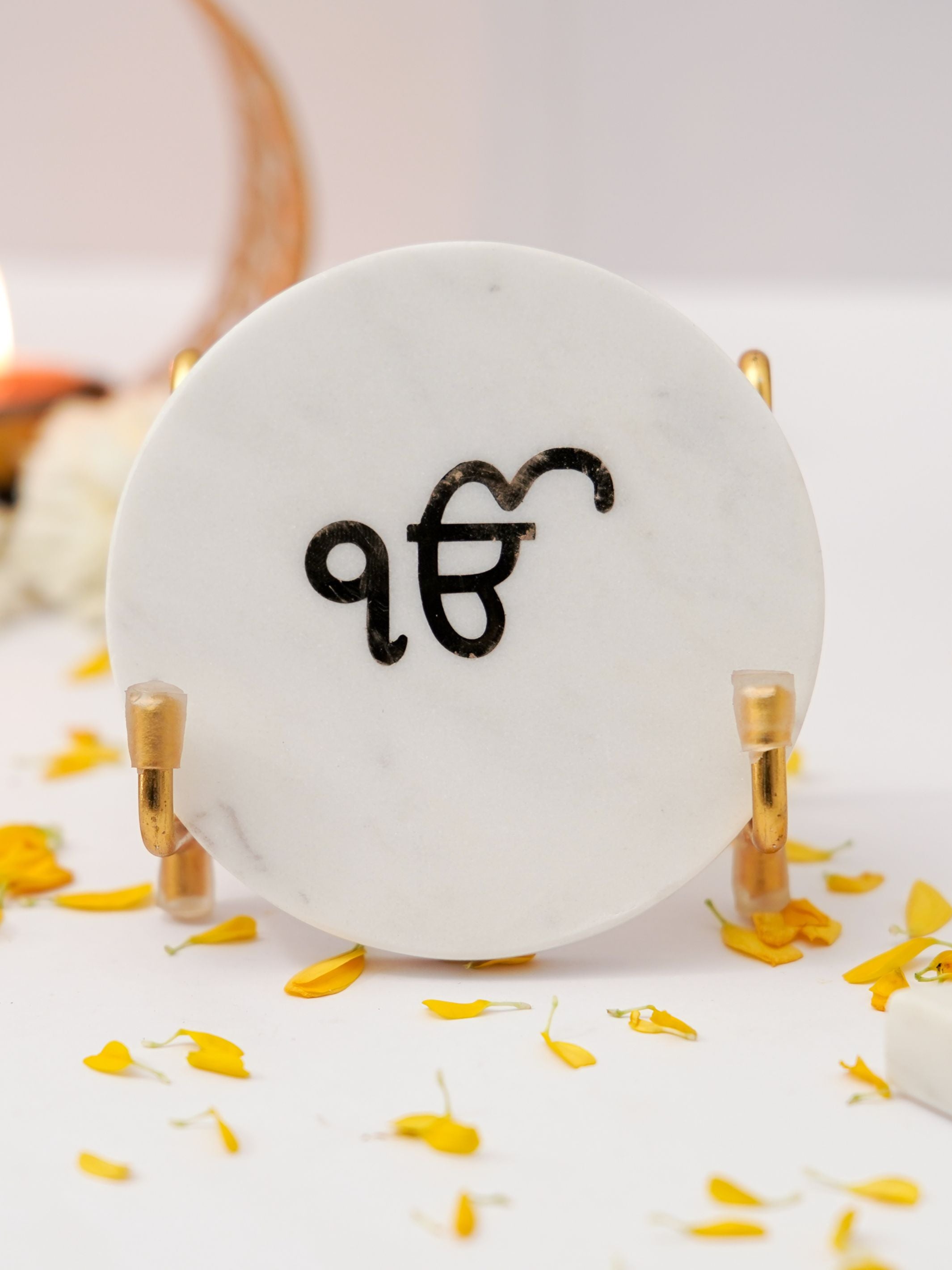 Ik Onkar with Marble - Metal Holder