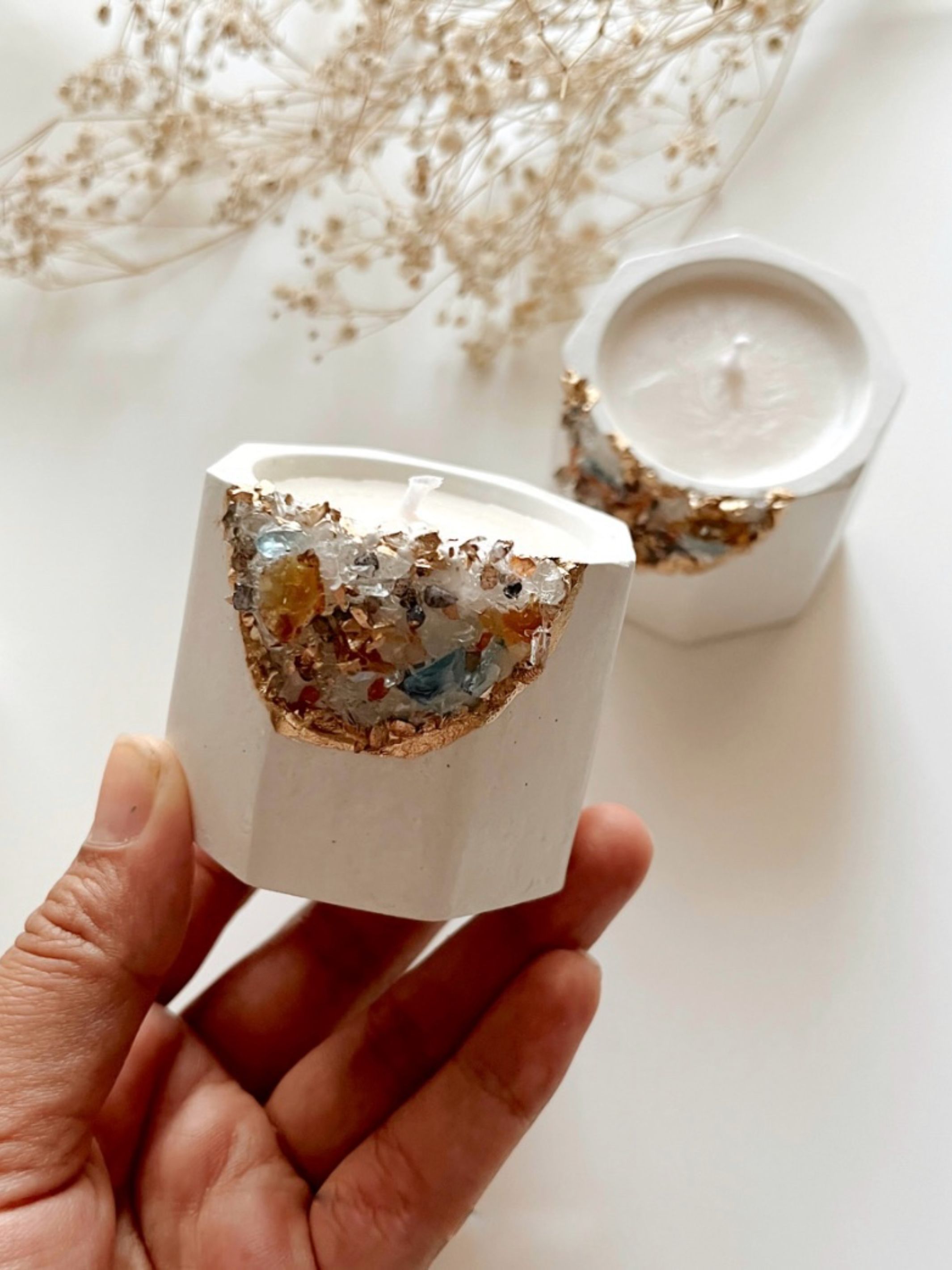 Concrete & Crystal Tea Light