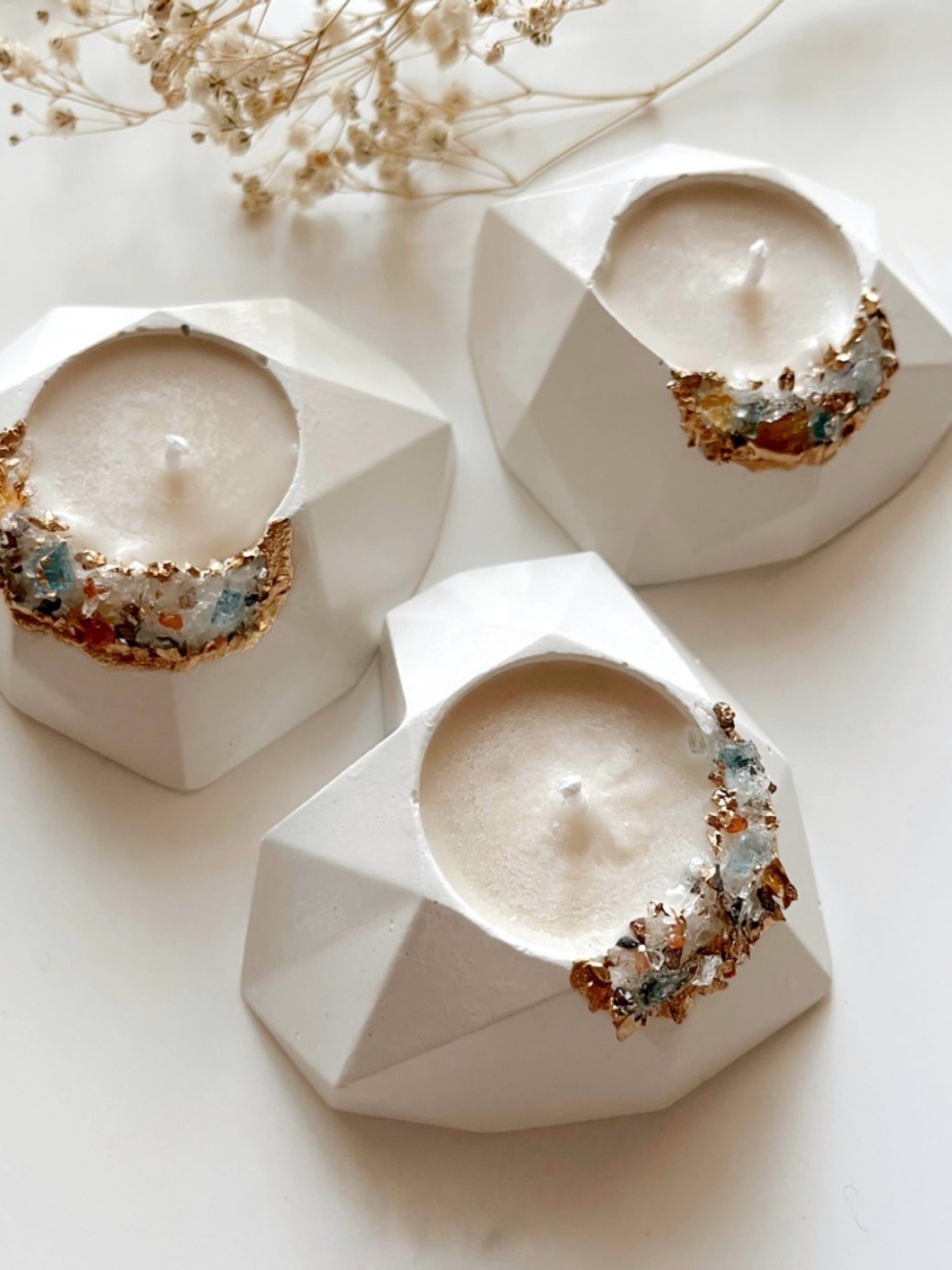 Concrete & Crystal Tea Light