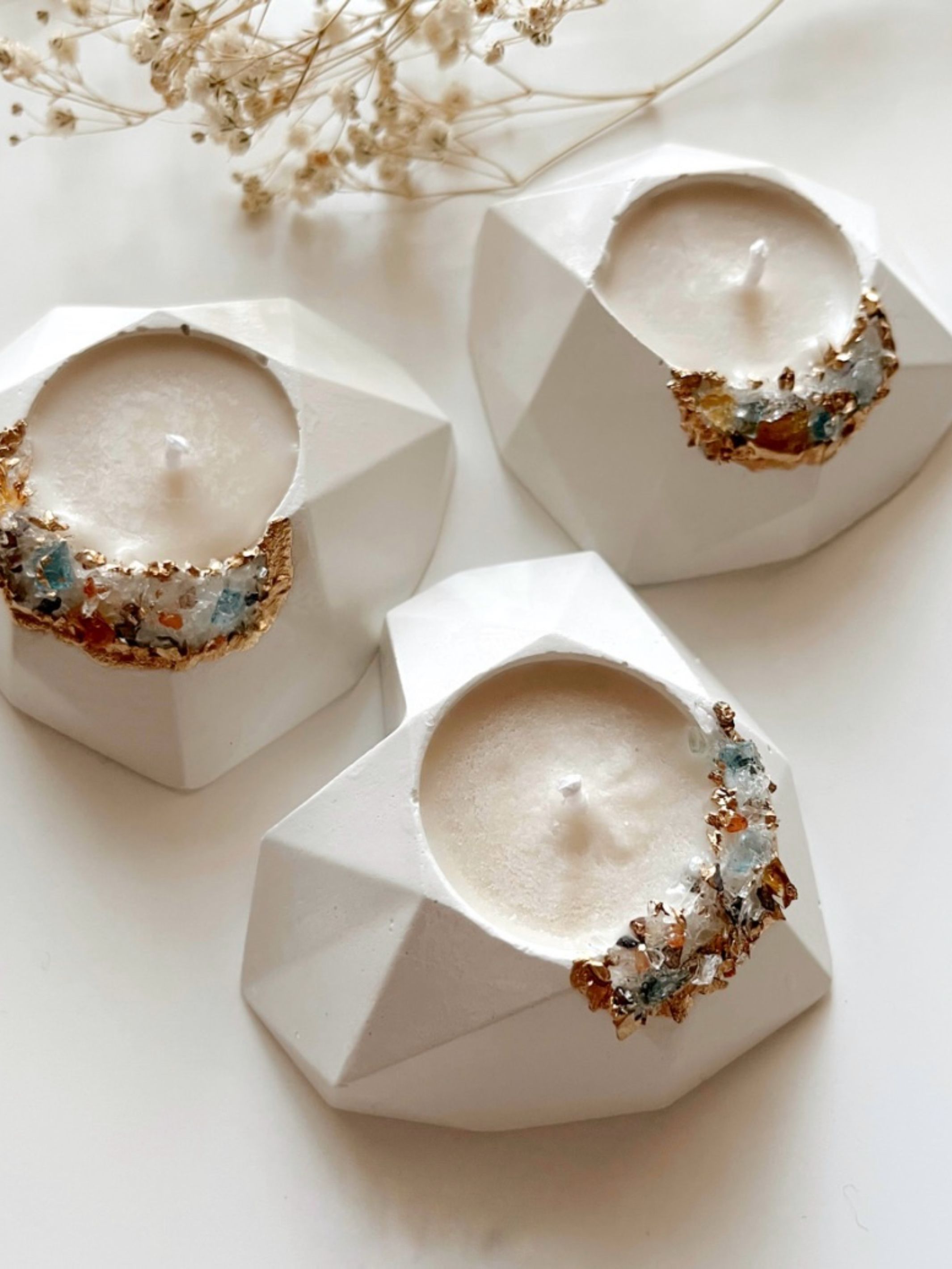 Concrete & Crystal Tea Light