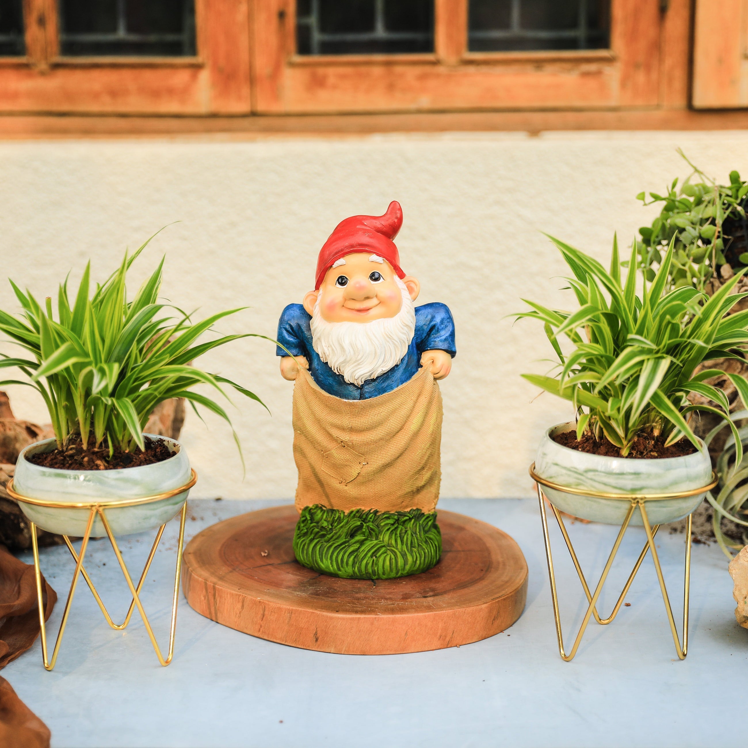 Gnome in a Sack Race I Garden Decor