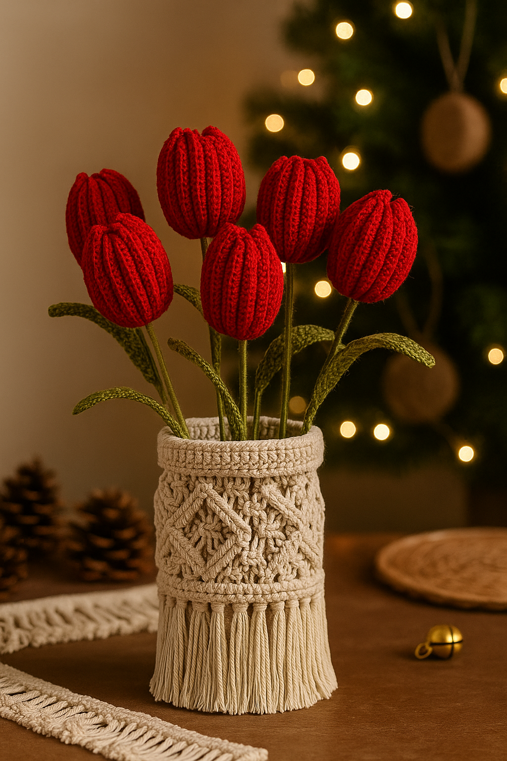 Crochet Red Tulip