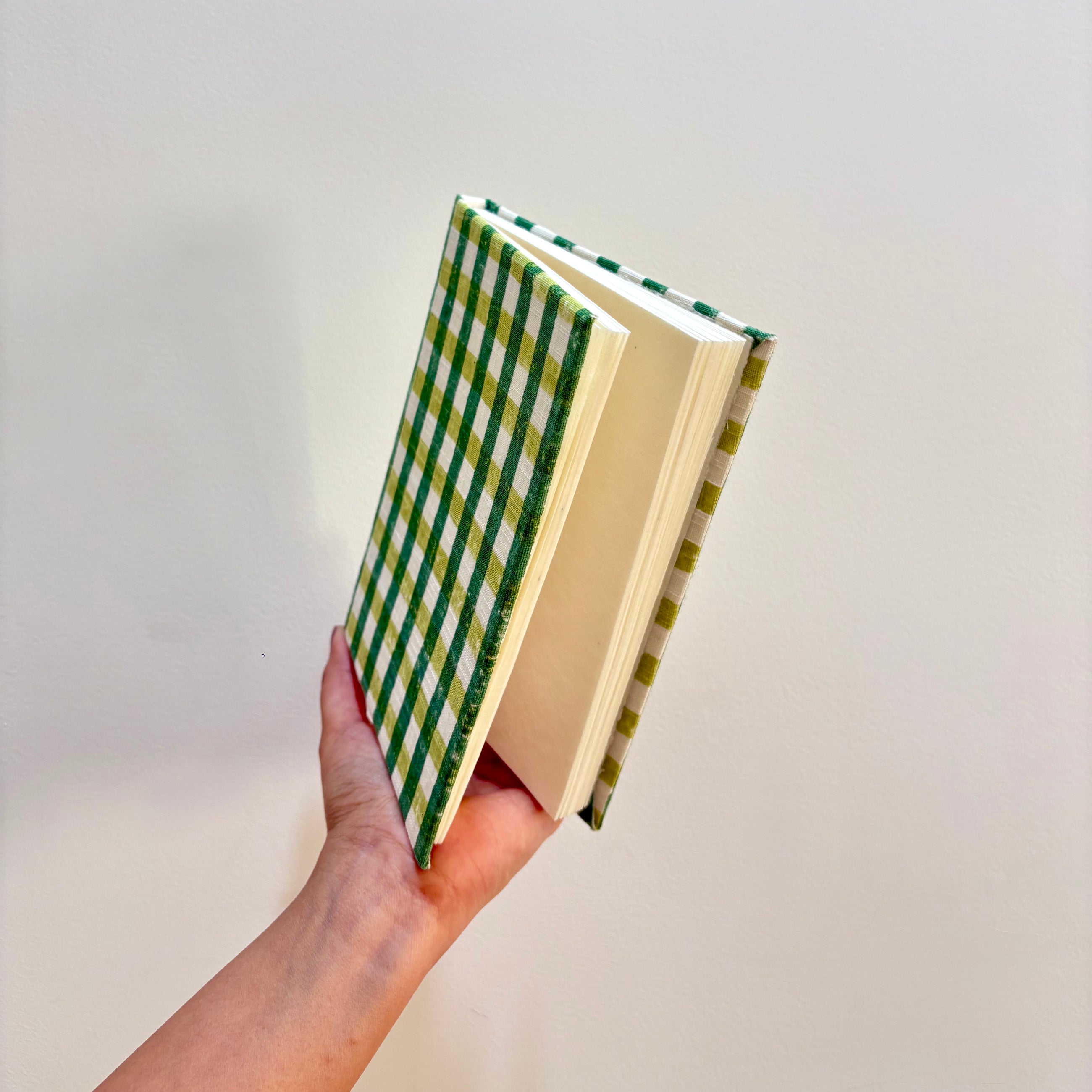 Handcrafted Sustainable A5 Diary Journal Notebook l Handmade Paper l Green Checks