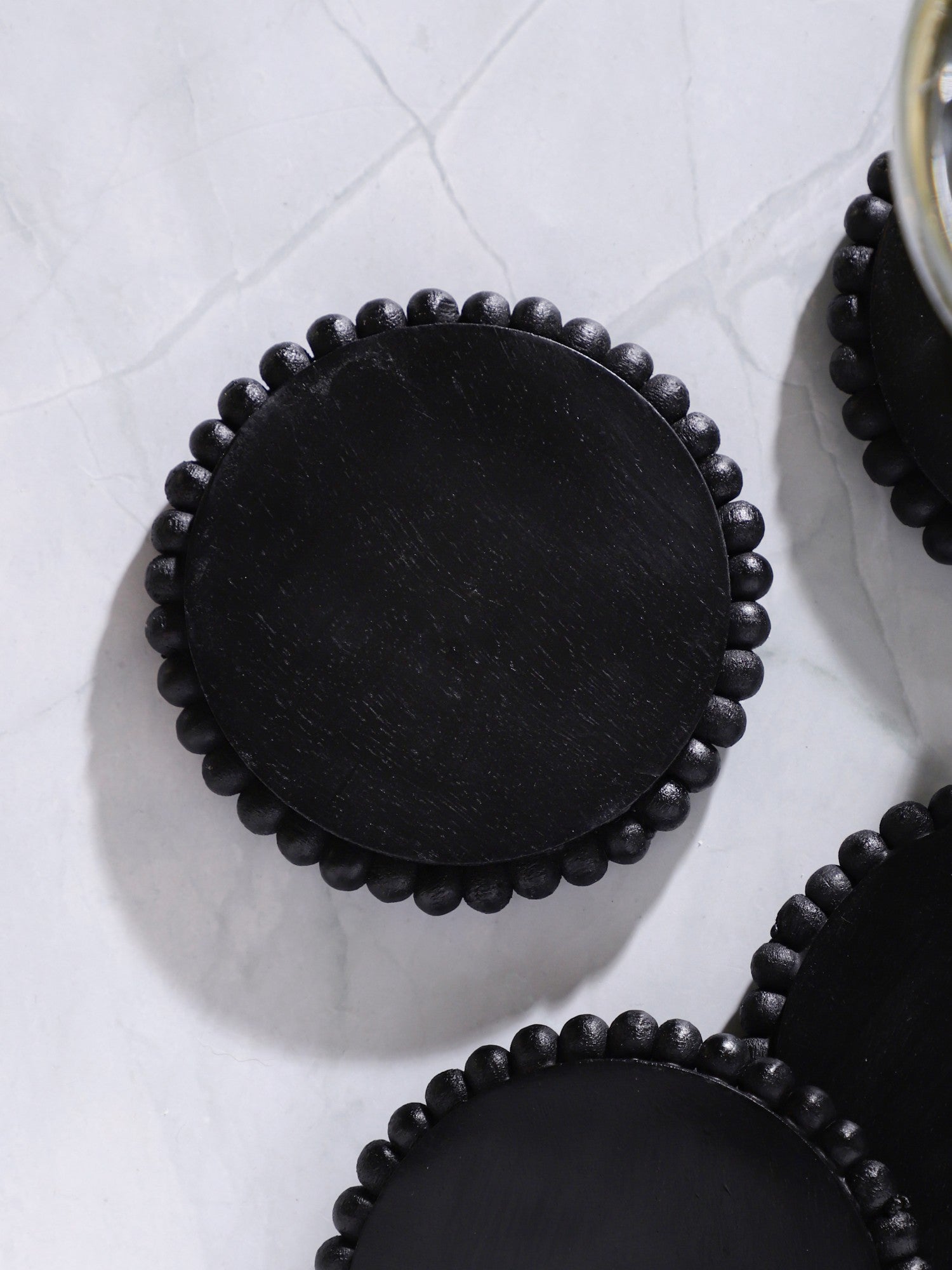 Round Wooden Bead Coasters – Black