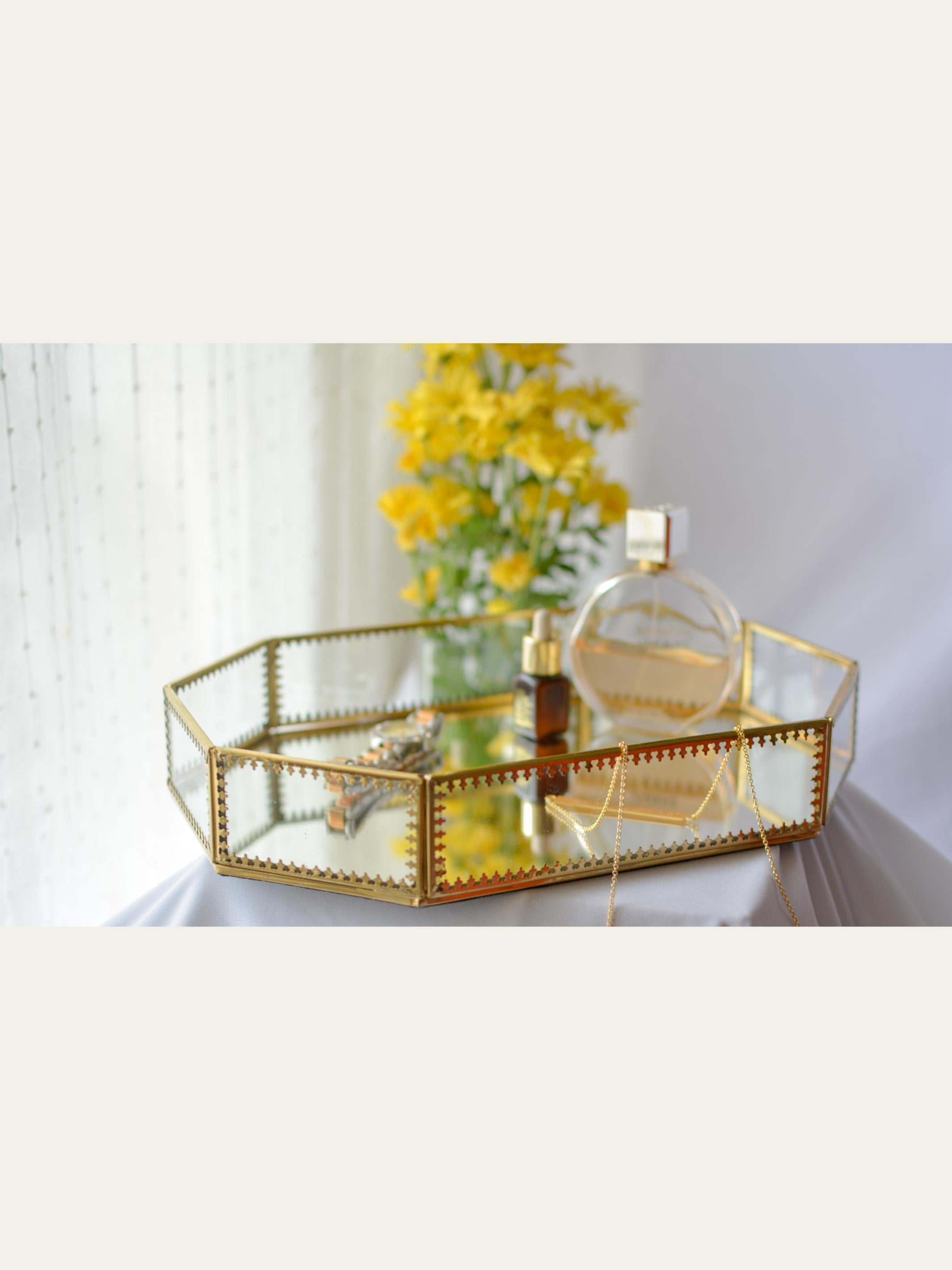 Iris Antique Glass Tray