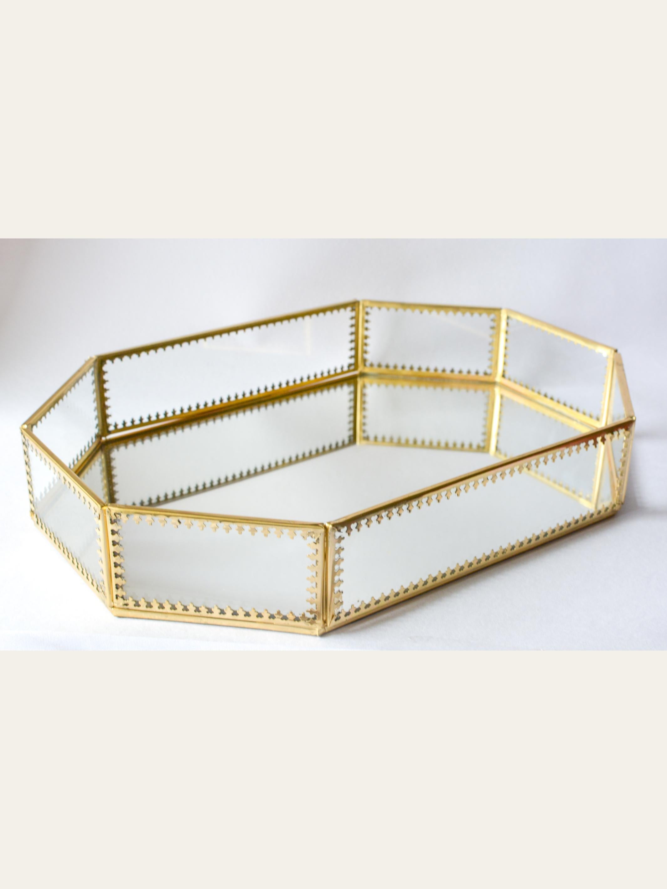 Iris Antique Glass Tray