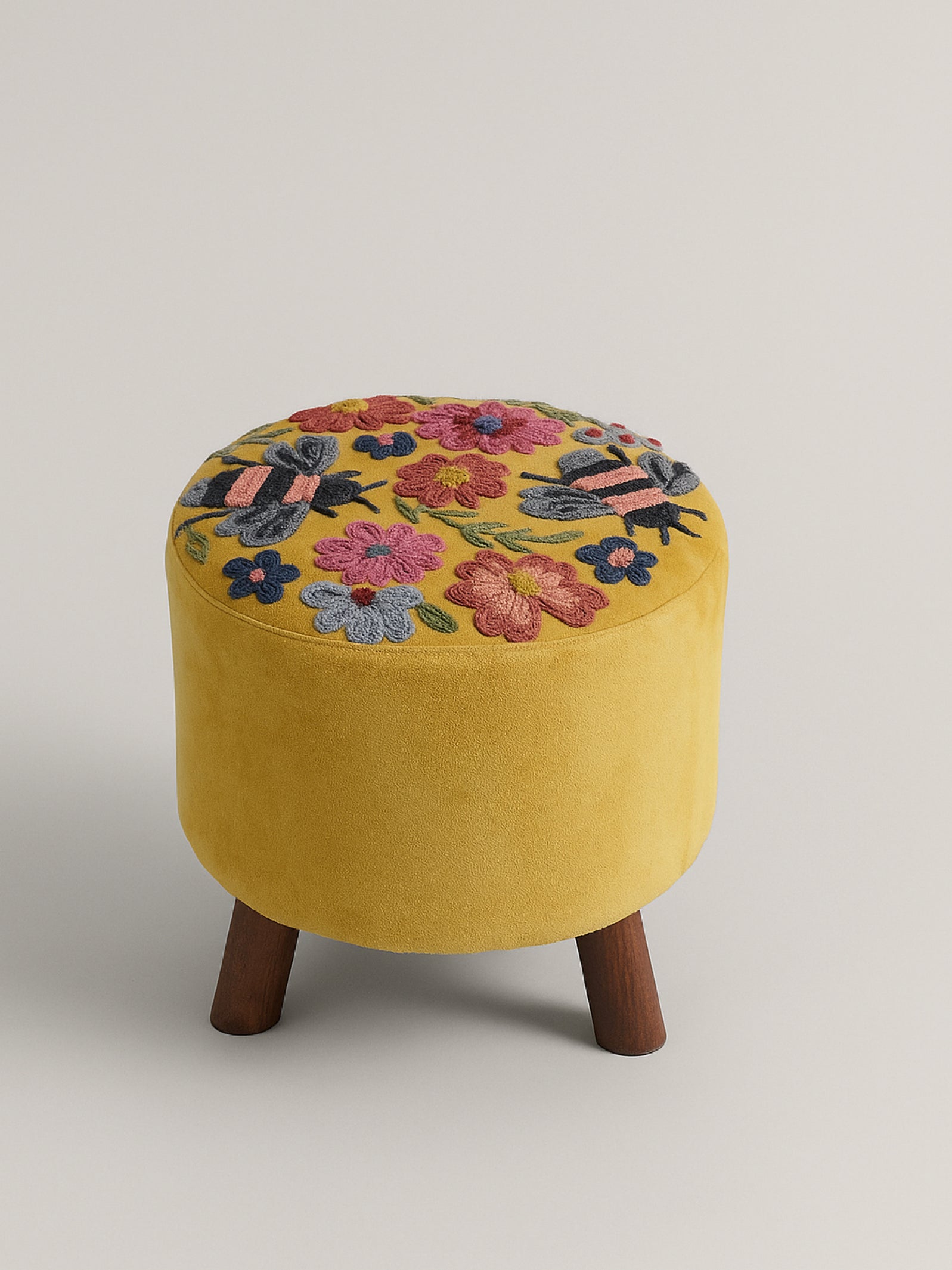 BloomBee Embroidered Footstool