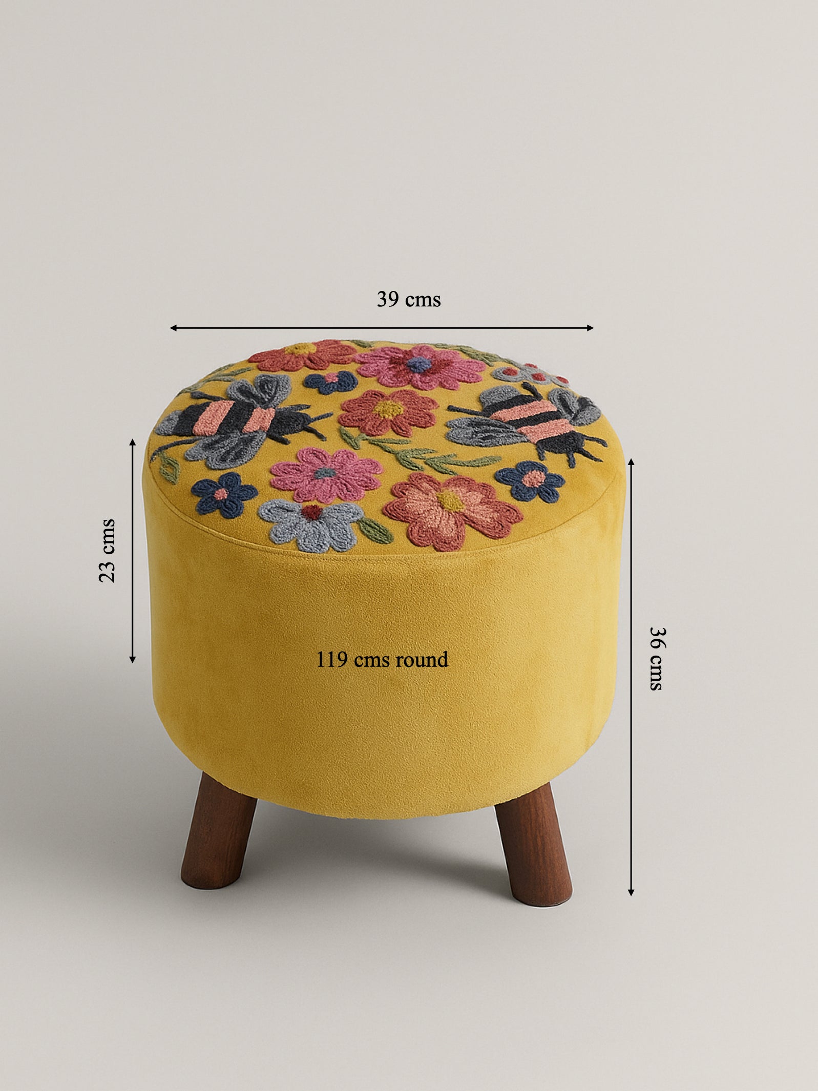 BloomBee Embroidered Footstool