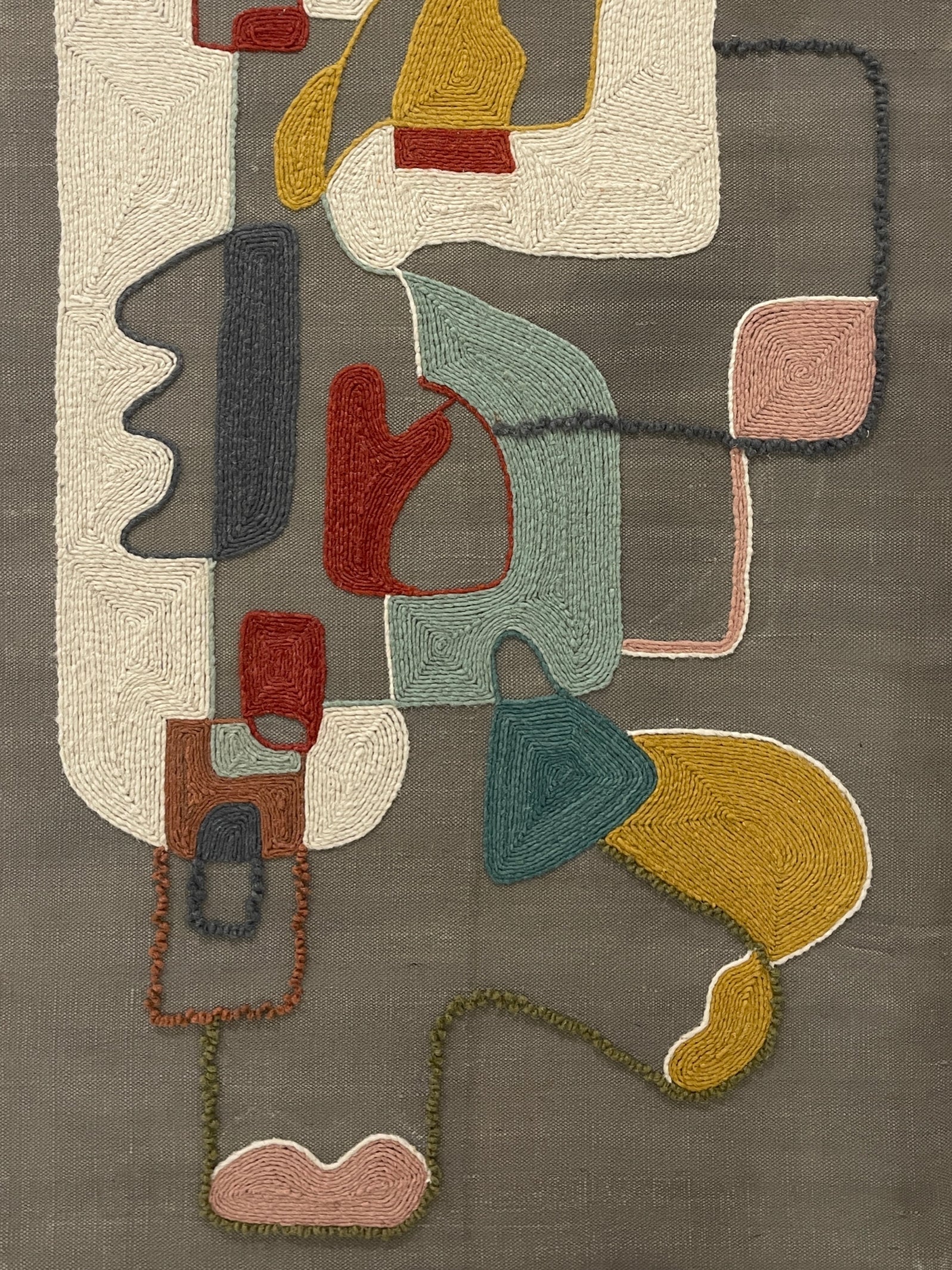 Abstract Embroidered Wall Frame – Acacia Wood (120 x 180 cm)