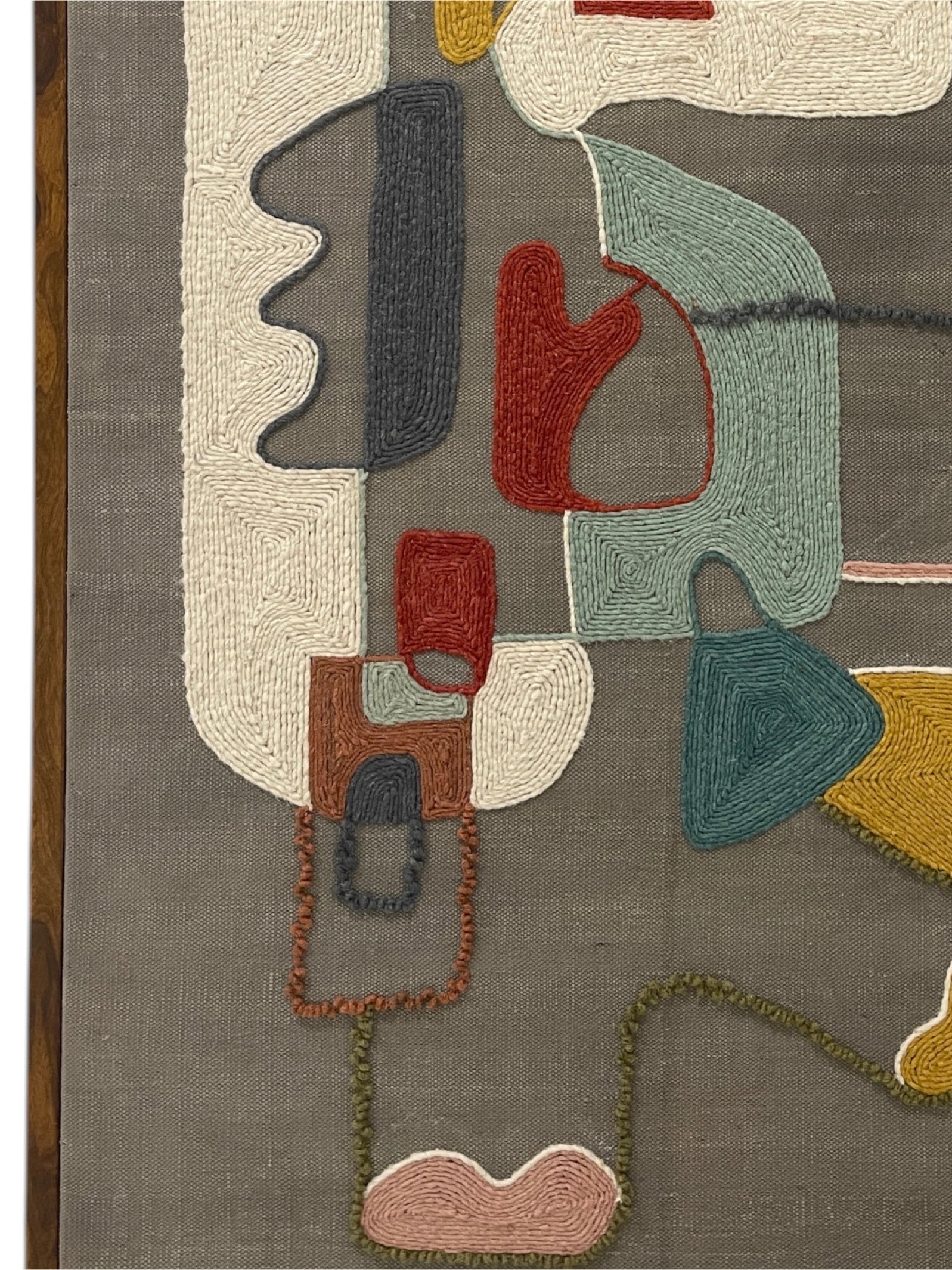 Abstract Embroidered Wall Frame – Acacia Wood (120 x 180 cm)