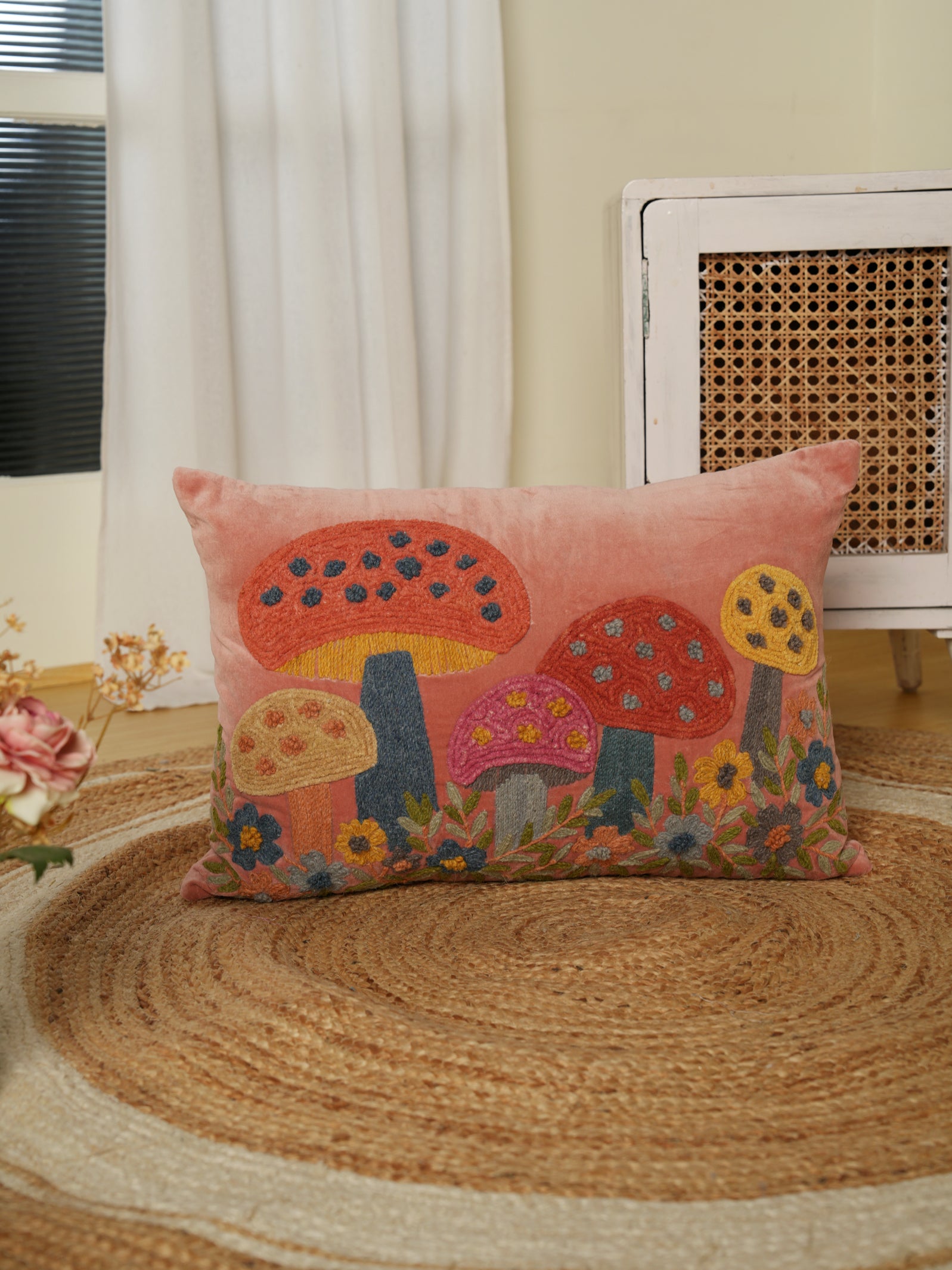Mushroom Garden Decorative Pillow