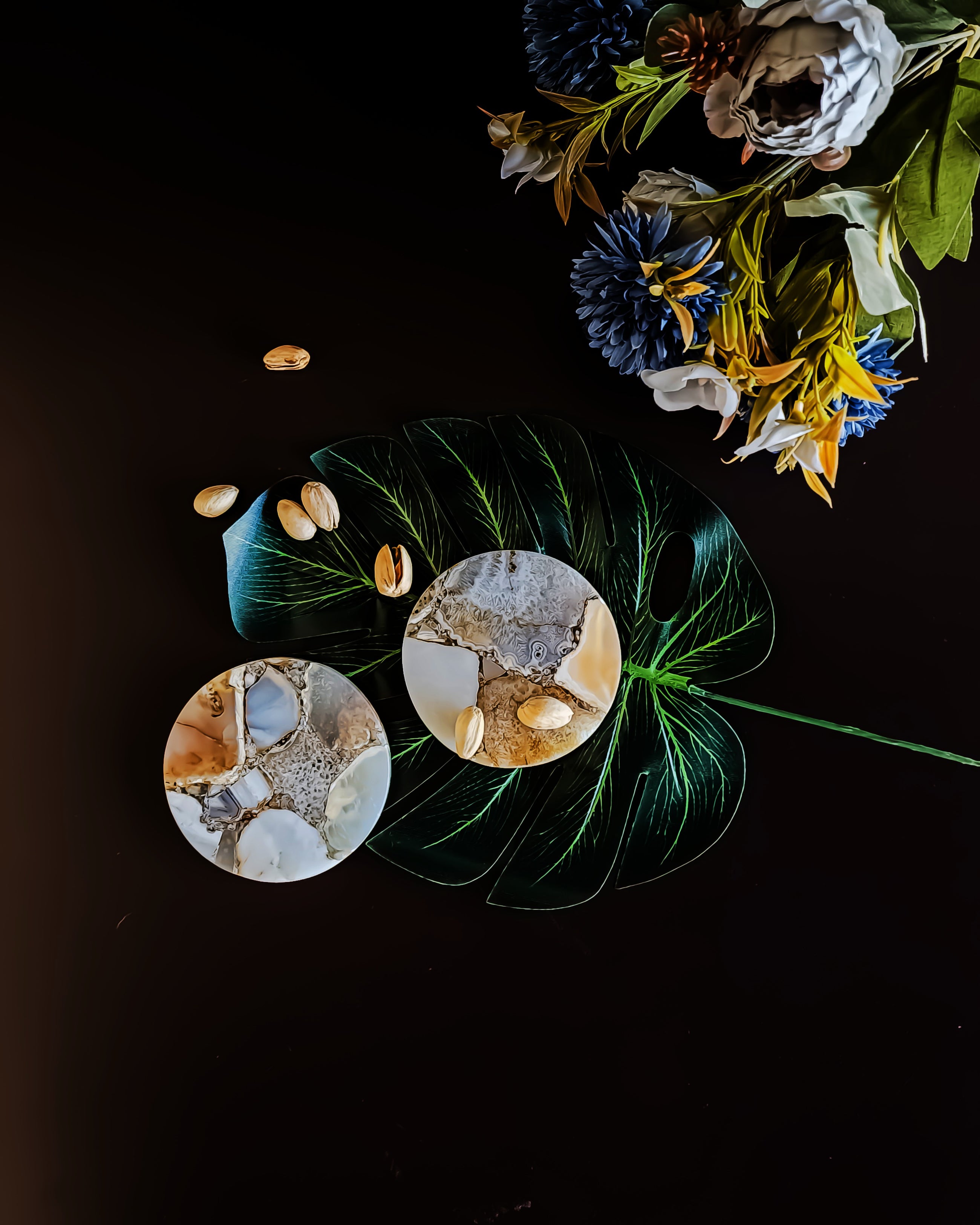 Natural Agate Coaster - Round ( Set Of 2 )