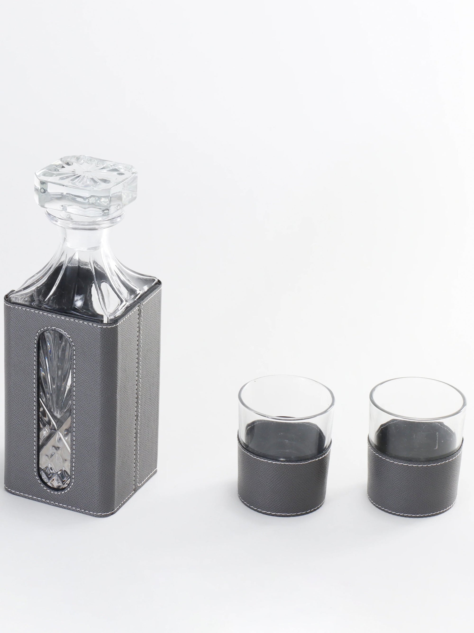 Leather Decanter Set - Grey