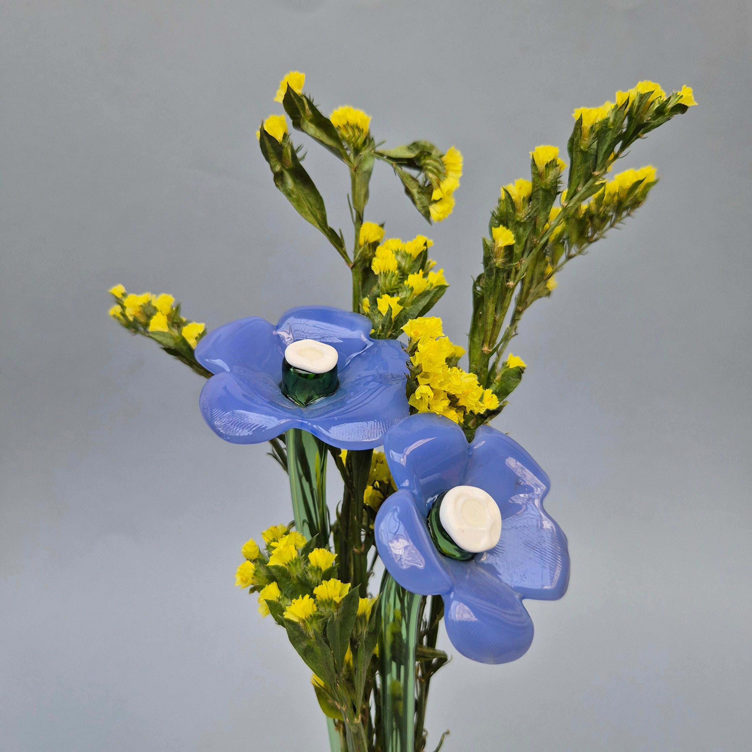 Daisy Glass Flower Stem -  Blue Reverie
